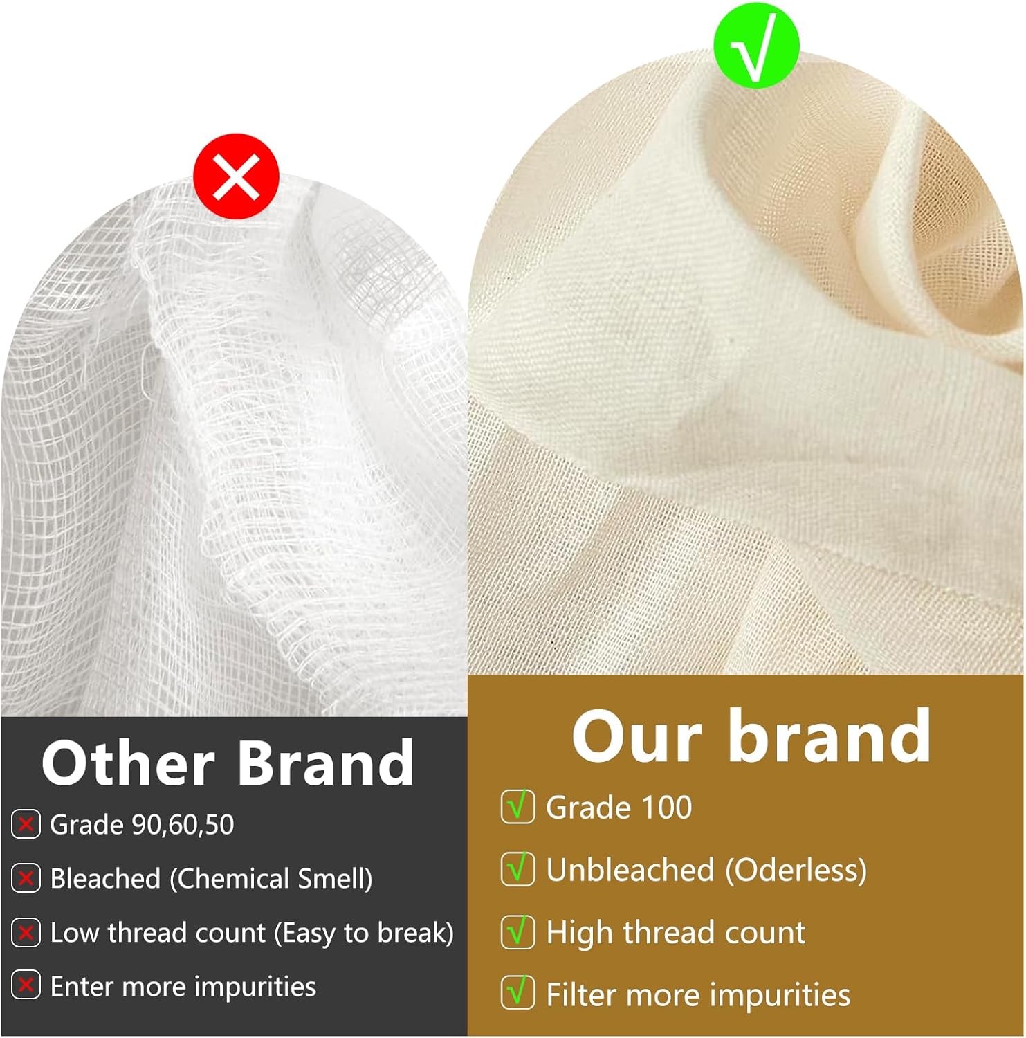 Nut Milk Bags, 3 Pack Cheesecloth Bags Filter, 13.78 x 17.72 in, Unbleached Cotton Muslin Cloth Bags for Cheese, Tea, Yogurt, Nut Milk, Juice, Wine, Coffee - Image 5