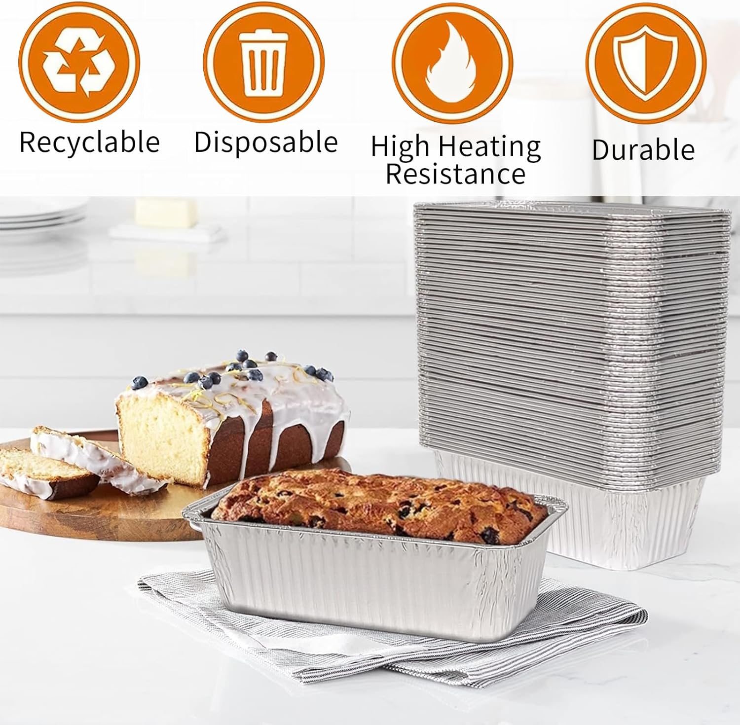 Aluminum Pans Drip Pans (50 Pack, 8