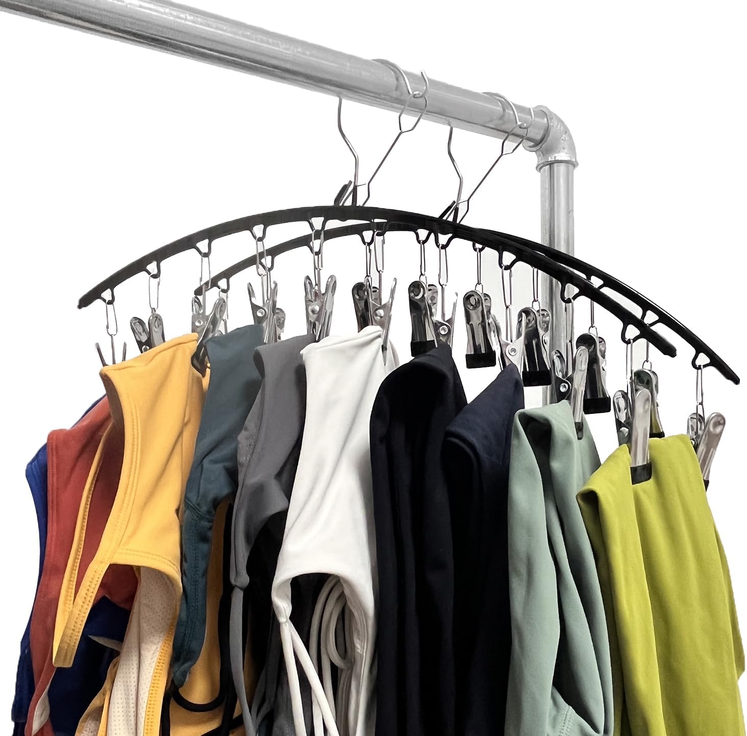 Legging Organizer for Closet, 2 Pack Metal Yoga Pants Hangers 10 Clips Holds 20 Leggings, Space Saving Hanging Closet Organizer Rubber Coated for Organizers and Storage (Black) - Image 1