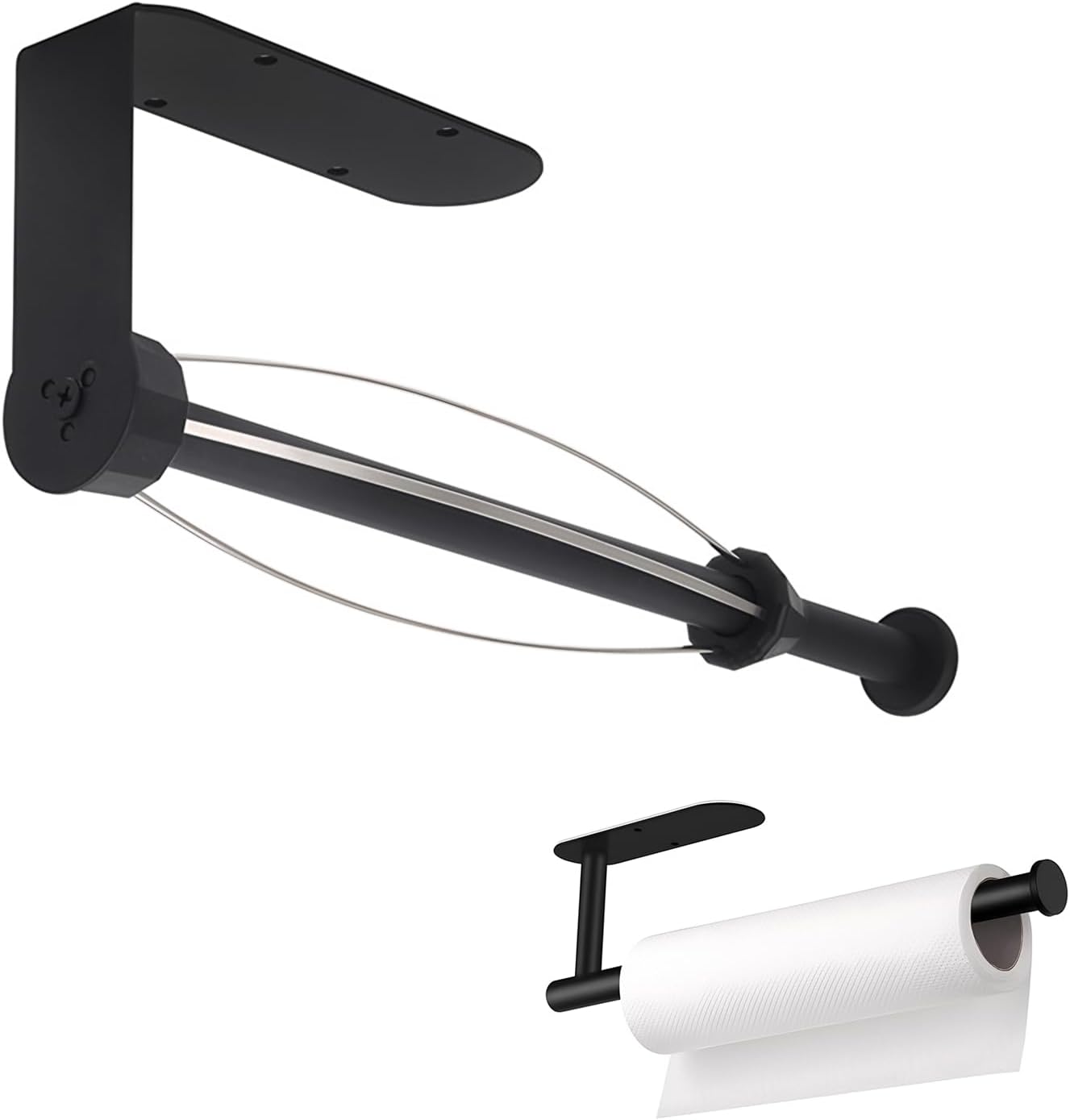 Paper Towel Holder Under Cabinet, Self Adhesive or Drilling, Wall Mount Stainless Steel Paper Towel Rack for Kitchen Toilet Bathroom - Image 1