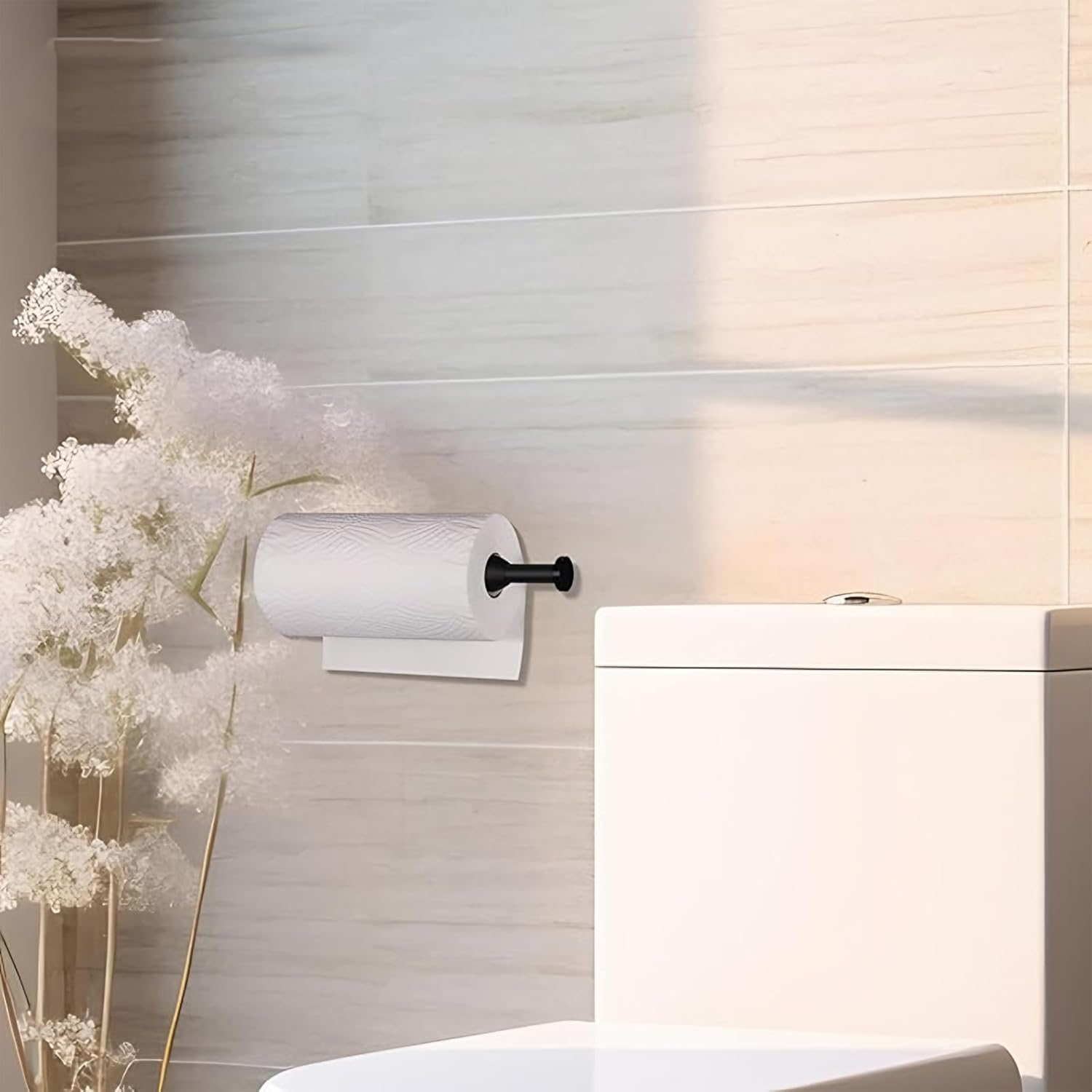 Paper Towel Holder Under Cabinet, Self Adhesive or Drilling, Wall Mount Stainless Steel Paper Towel Rack for Kitchen Toilet Bathroom - Image 6