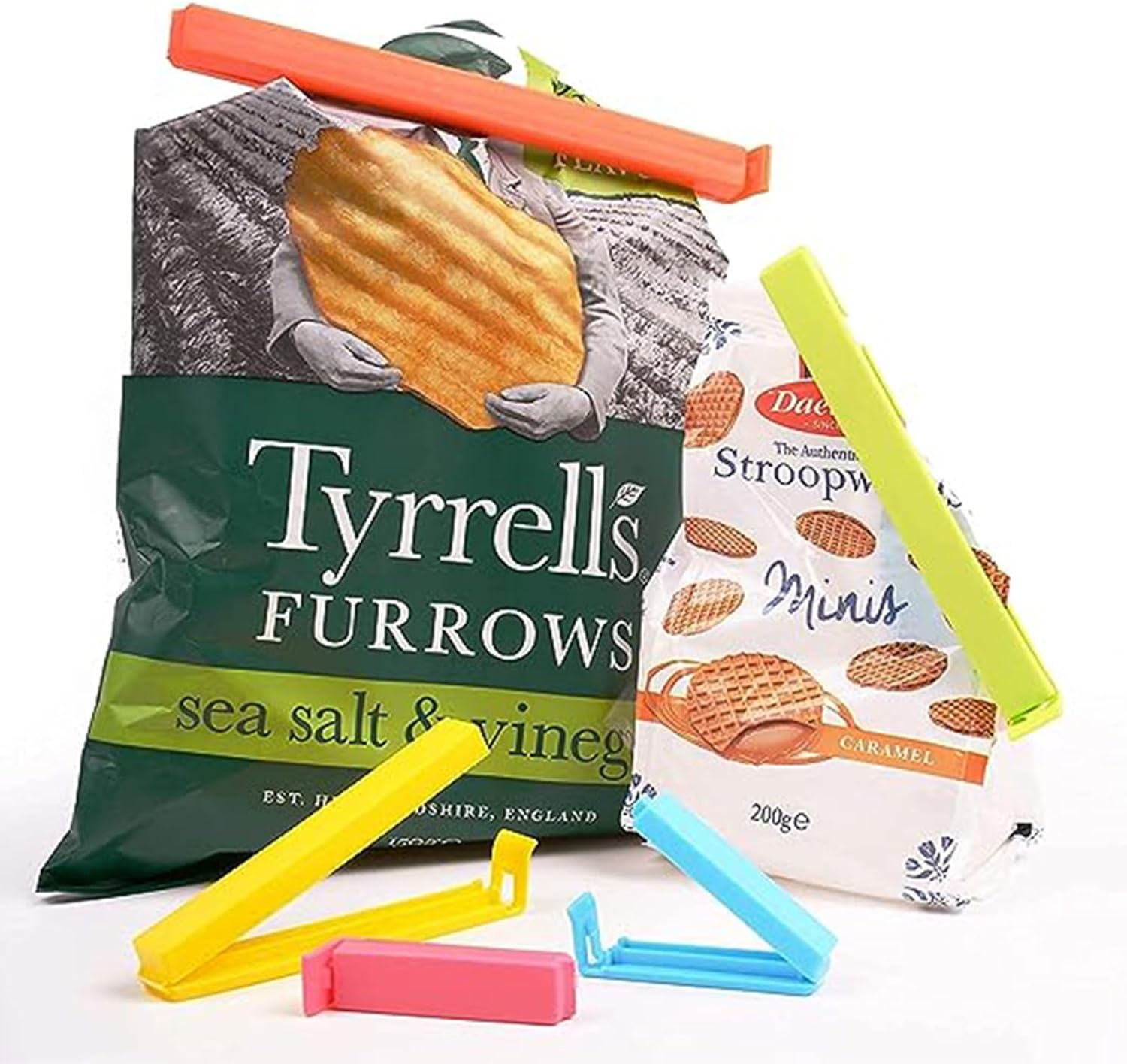Plastic Food Bag Sealing Clip, 20 PCS Reusable Food Sealing Clips Colorful Snack Sealing Clip Bag Clips for Food Storage(2.4/3.5/5.1/7.1in) - Image 2