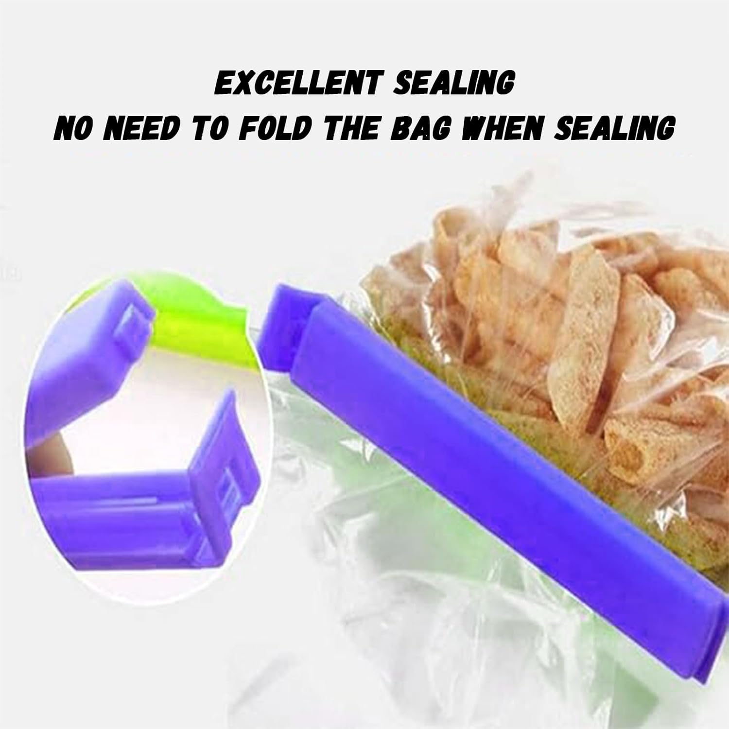 Plastic Food Bag Sealing Clip, 20 PCS Reusable Food Sealing Clips Colorful Snack Sealing Clip Bag Clips for Food Storage(2.4/3.5/5.1/7.1in) - Image 5