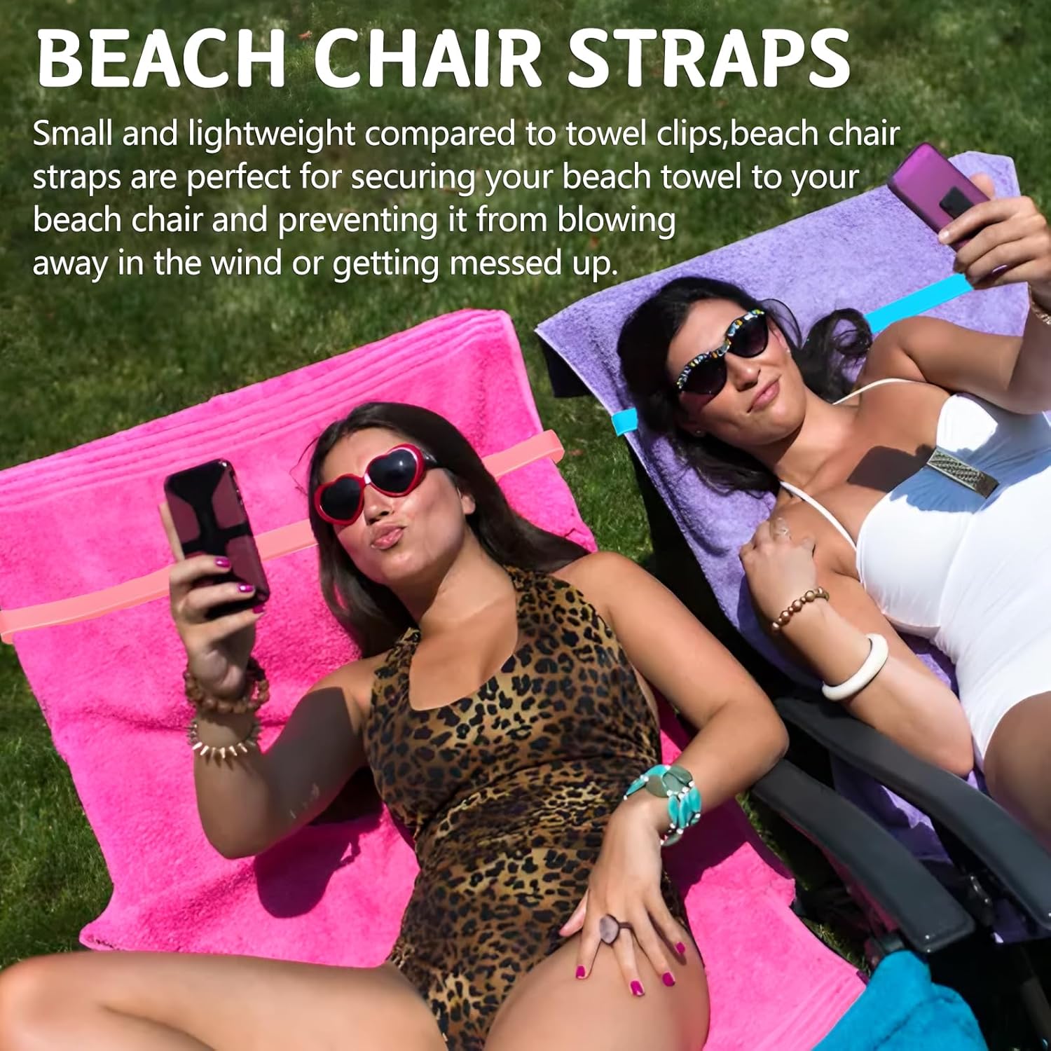 Towel Bands (4 Pack), Stretch Silicone Beach Towel Clips for Beach Pool & Cruise Chairs, Summer Beach Trip Essentials - Image 5