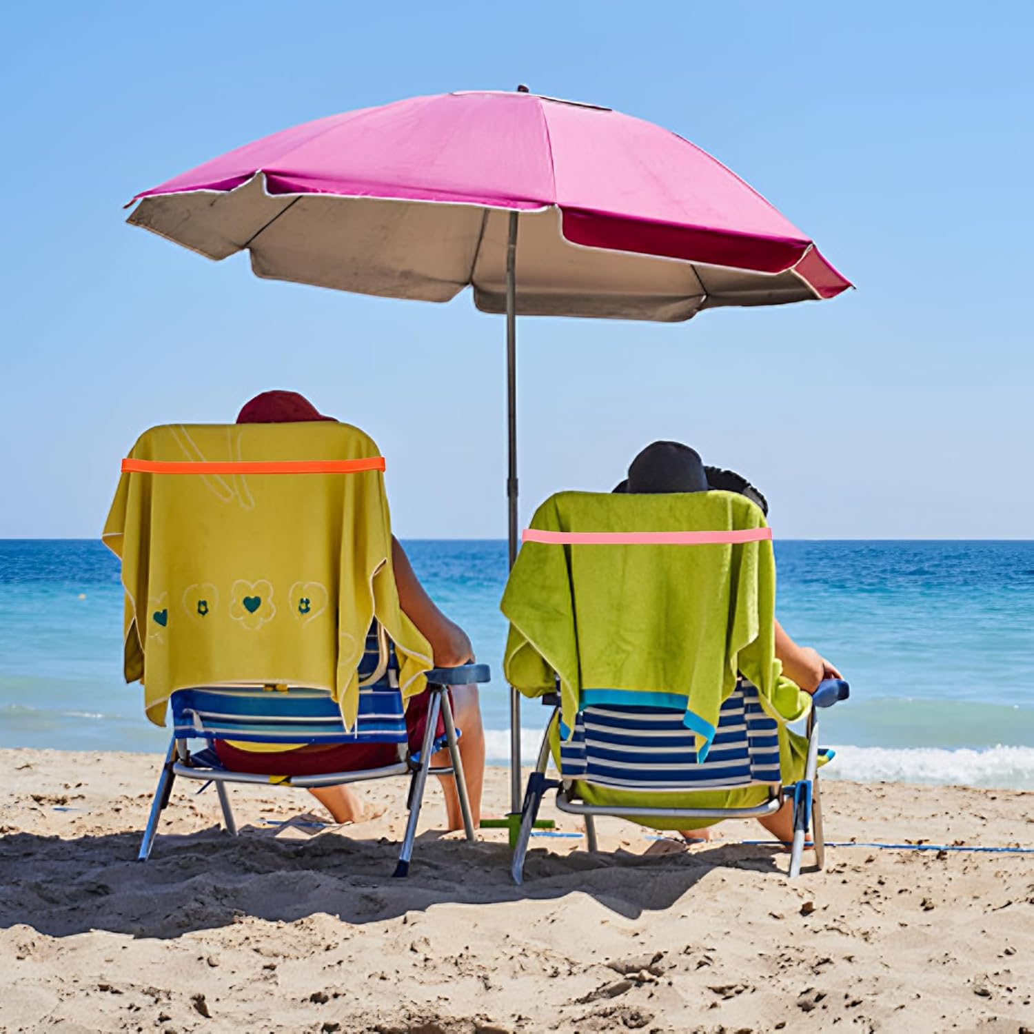 Towel Bands (4 Pack), Stretch Silicone Beach Towel Clips for Beach Pool & Cruise Chairs, Summer Beach Trip Essentials - Image 6