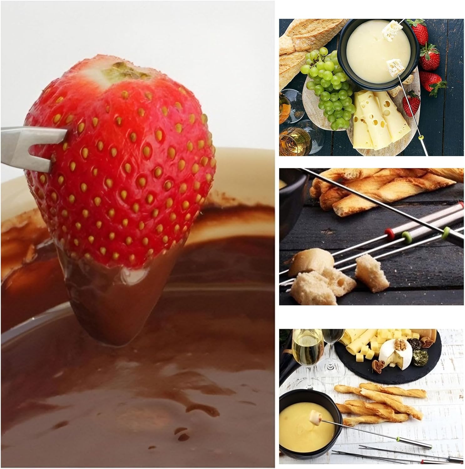 12 Pieces Fondue Forks, Stainless Steel Fondue Forks Roasting Sticks 24cm Fondue Skewers with Heat Resistant Handle for Cheese Chocolate Fondue Roast Marshmallows Meat - Image 6