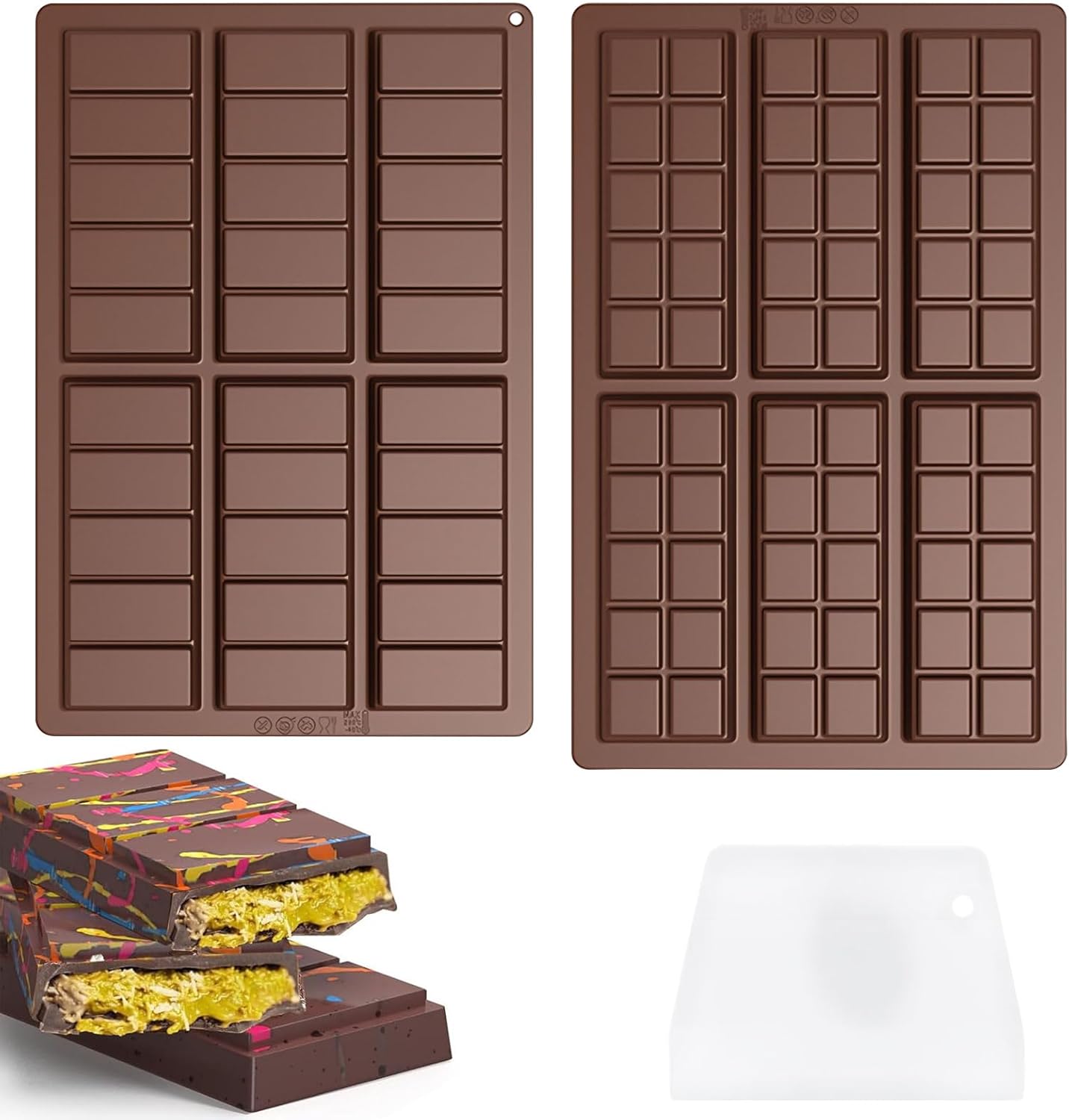 2 Pcs Chocolate Bar Mold, Easy Release Silicone Chocolate Molds, Food Grade Non-Stick Dubai Chocolate Mold Kitchen Baking Mold for Candy, Chocolate - Image 1