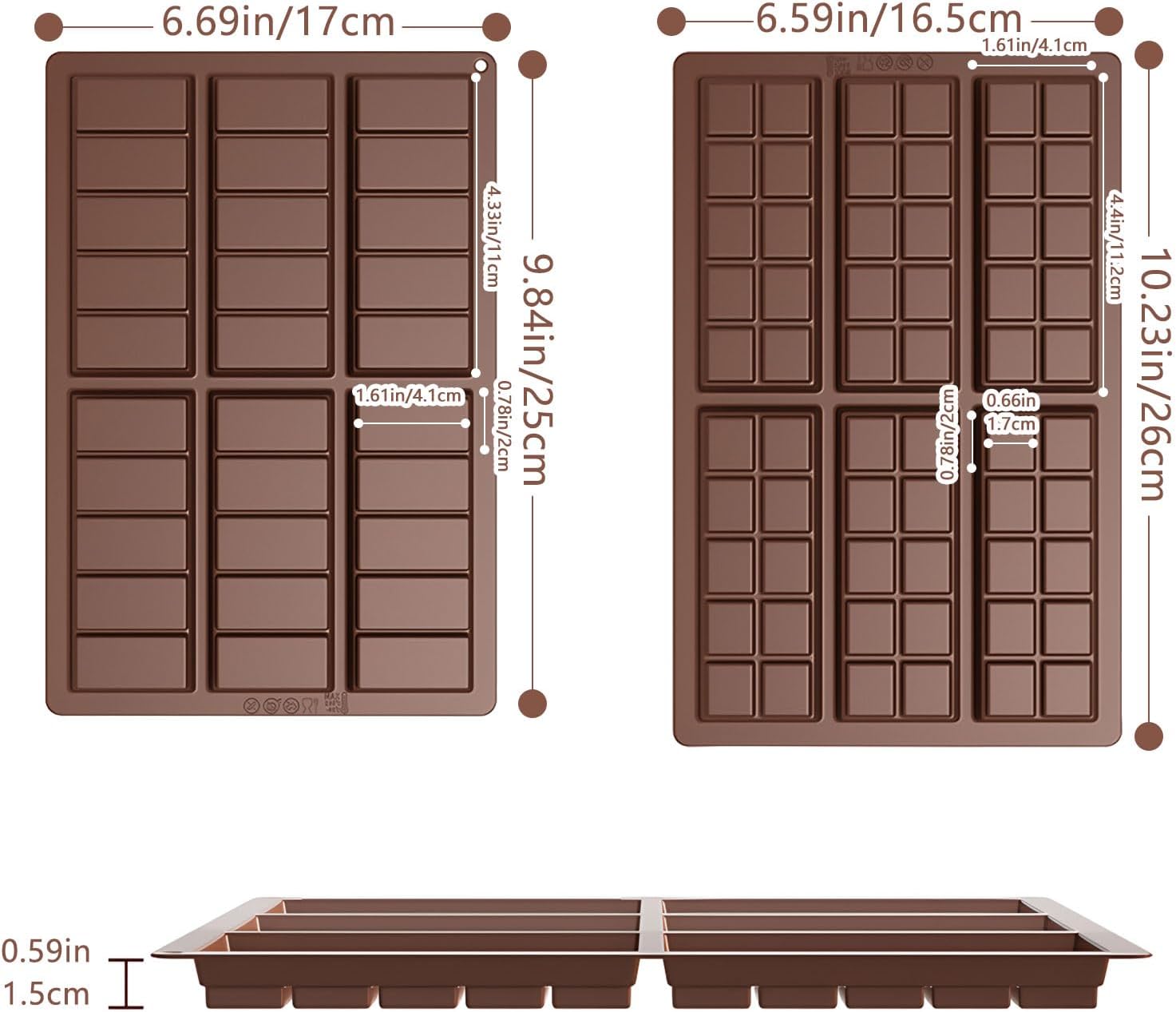 2 Pcs Chocolate Bar Mold, Easy Release Silicone Chocolate Molds, Food Grade Non-Stick Dubai Chocolate Mold Kitchen Baking Mold for Candy, Chocolate - Image 2