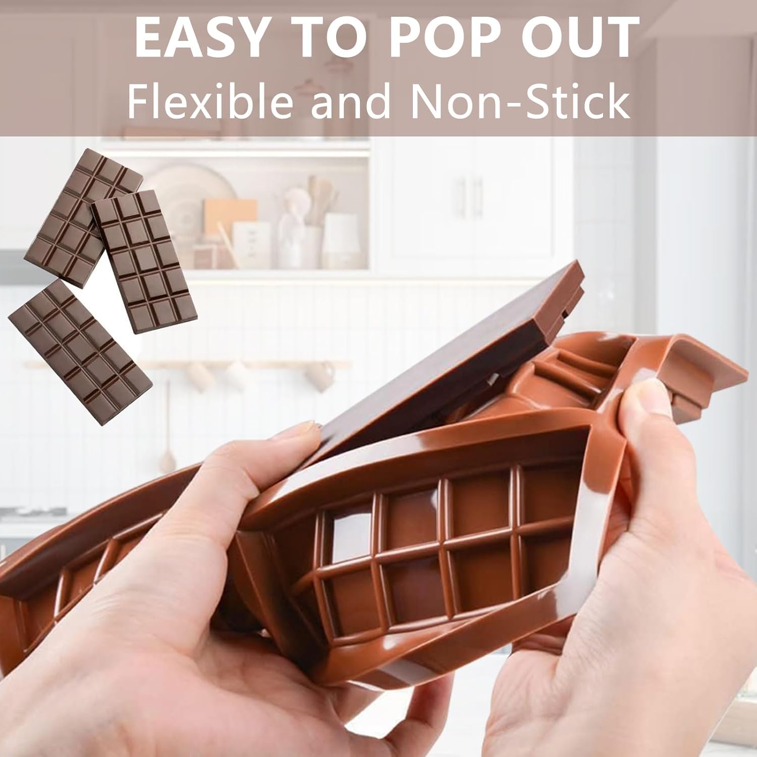 2 Pcs Chocolate Bar Mold, Easy Release Silicone Chocolate Molds, Food Grade Non-Stick Dubai Chocolate Mold Kitchen Baking Mold for Candy, Chocolate - Image 4
