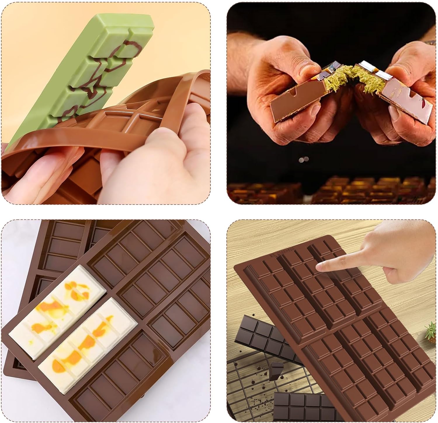 2 Pcs Chocolate Bar Mold, Easy Release Silicone Chocolate Molds, Food Grade Non-Stick Dubai Chocolate Mold Kitchen Baking Mold for Candy, Chocolate - Image 6