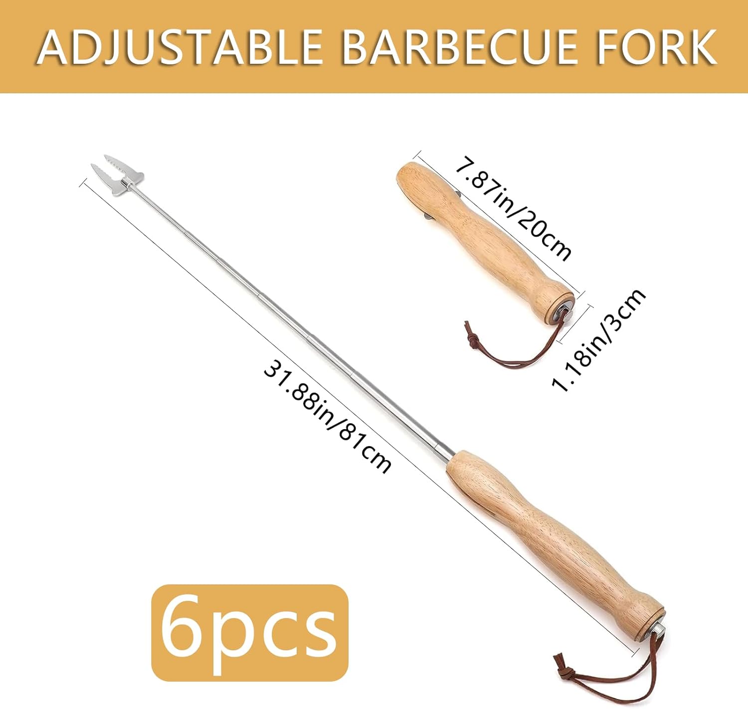 6 Pcs Marshmallow Roasting Sticks, 32 Inch Long Stainless Steel SmoresSticks Extendable Marshmallow Sticks Barbecue Forks for Fire Pit Campfire BBQ - Image 2