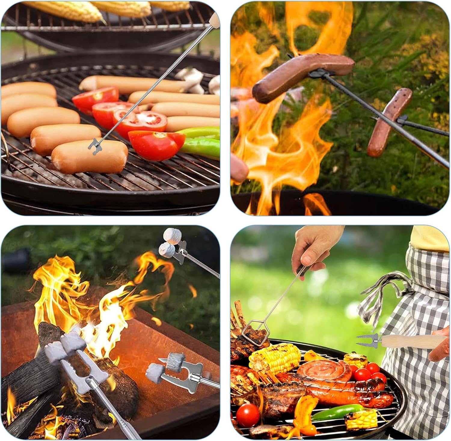 6 Pcs Marshmallow Roasting Sticks, 32 Inch Long Stainless Steel SmoresSticks Extendable Marshmallow Sticks Barbecue Forks for Fire Pit Campfire BBQ - Image 6