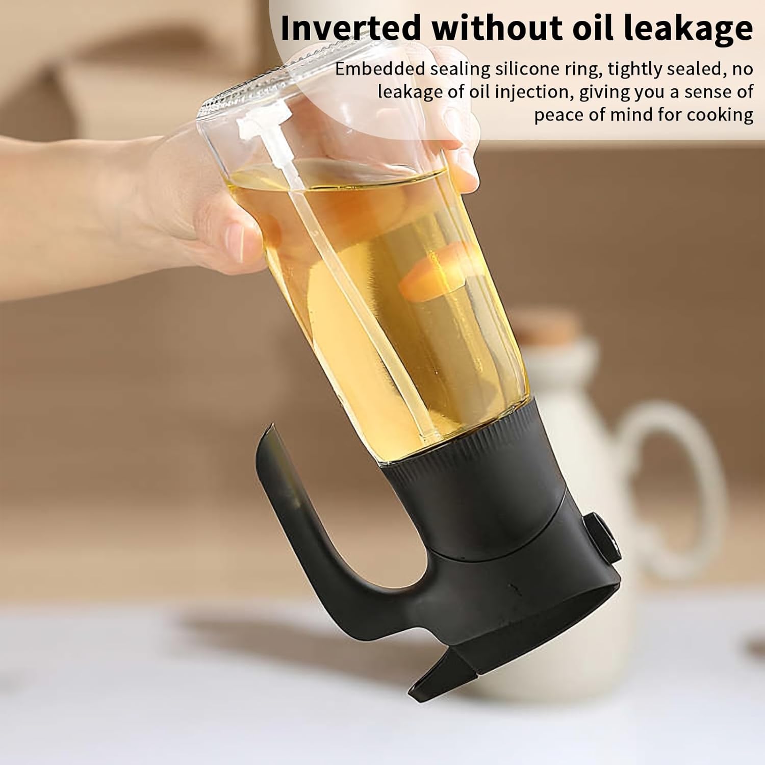 2 Pcs Oil Sprayer for Cooking, 300 ml Olive Oil Dispenser, Glass Oil Spray Bottle with Scale for Kitchen, Salad, Barbecue, Baking (Black & White) - Image 4