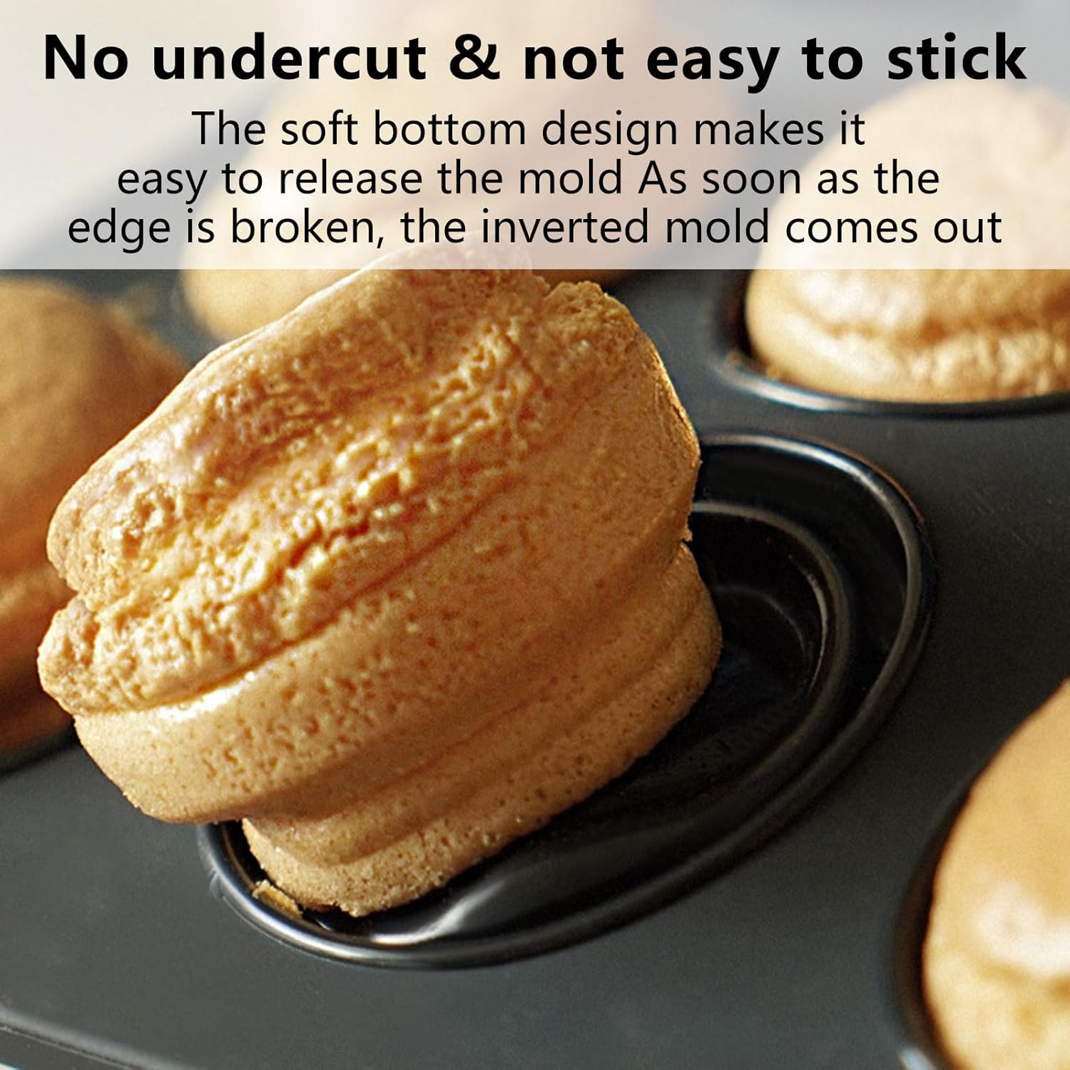 Foldable Silicone Muffin Pan, 6 Cups Non-Stick Cupcake Pans, BPA Free Silicone Baking Tray, Food Grade Egg Bites Mold for Making Egg Muffin, Cakes, Tart, Hamburger Bun, Bread (Black) - Image 4