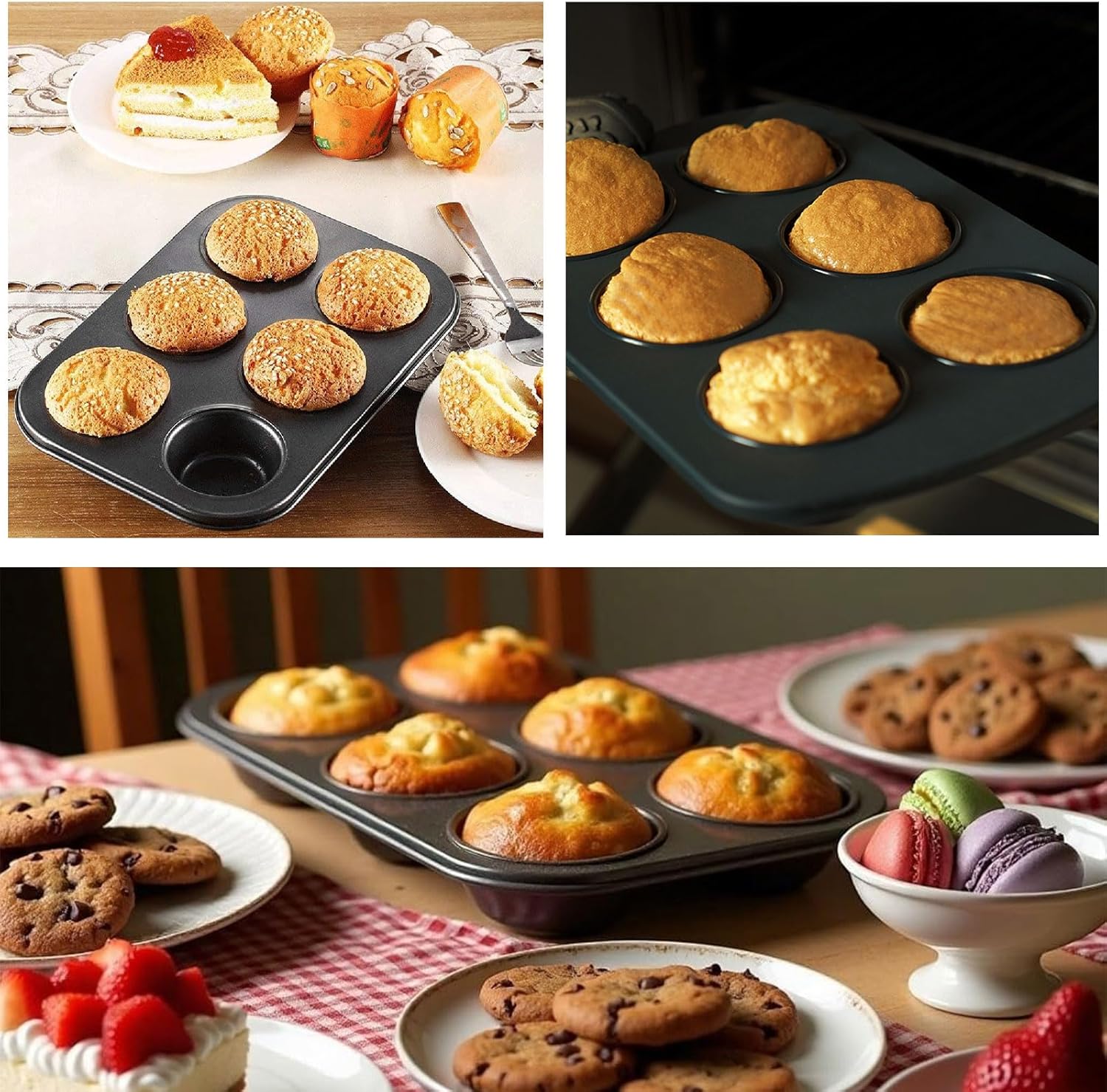 Foldable Silicone Muffin Pan, 6 Cups Non-Stick Cupcake Pans, BPA Free Silicone Baking Tray, Food Grade Egg Bites Mold for Making Egg Muffin, Cakes, Tart, Hamburger Bun, Bread (Black) - Image 6