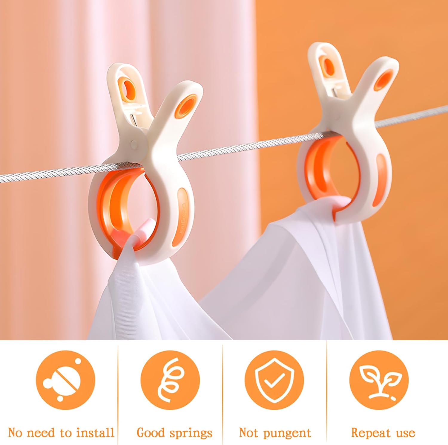 5 Pcs Beach Towel Clips for Beach Chairs, Plastic Towel Pegs Towel Holder, Windproof Clothes Pins Outdoor Laundry Clamps - Image 4