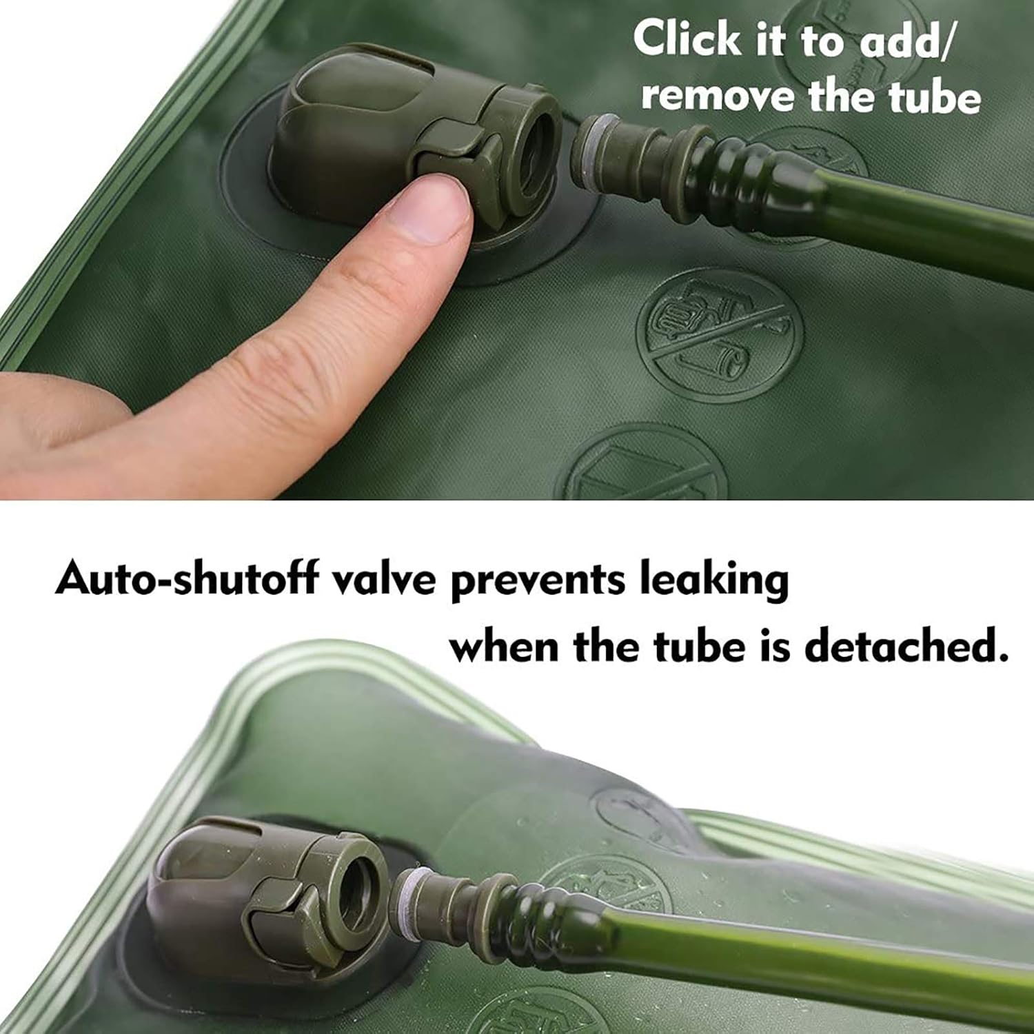 Hydration Bladder, 2L Water Bladder for Hiking Backpack Leak Proof Water Reservoir Storage Bag, 2 Liter BPA-Free Water Pouch Hydration Pack Replacement for Camping Cycling Running, Military Green - Image 4