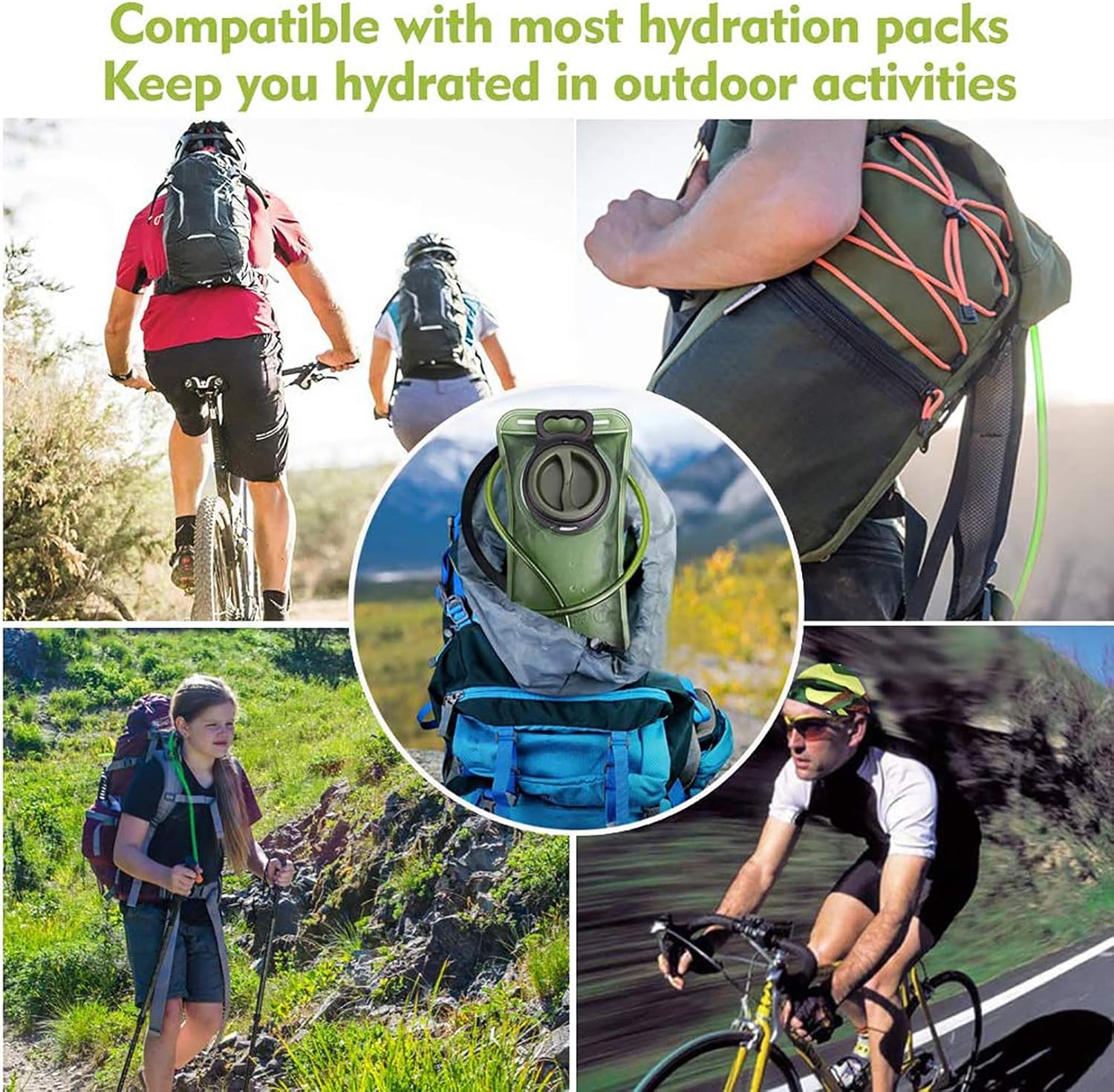 Hydration Bladder, 2L Water Bladder for Hiking Backpack Leak Proof Water Reservoir Storage Bag, 2 Liter BPA-Free Water Pouch Hydration Pack Replacement for Camping Cycling Running, Military Green - Image 7