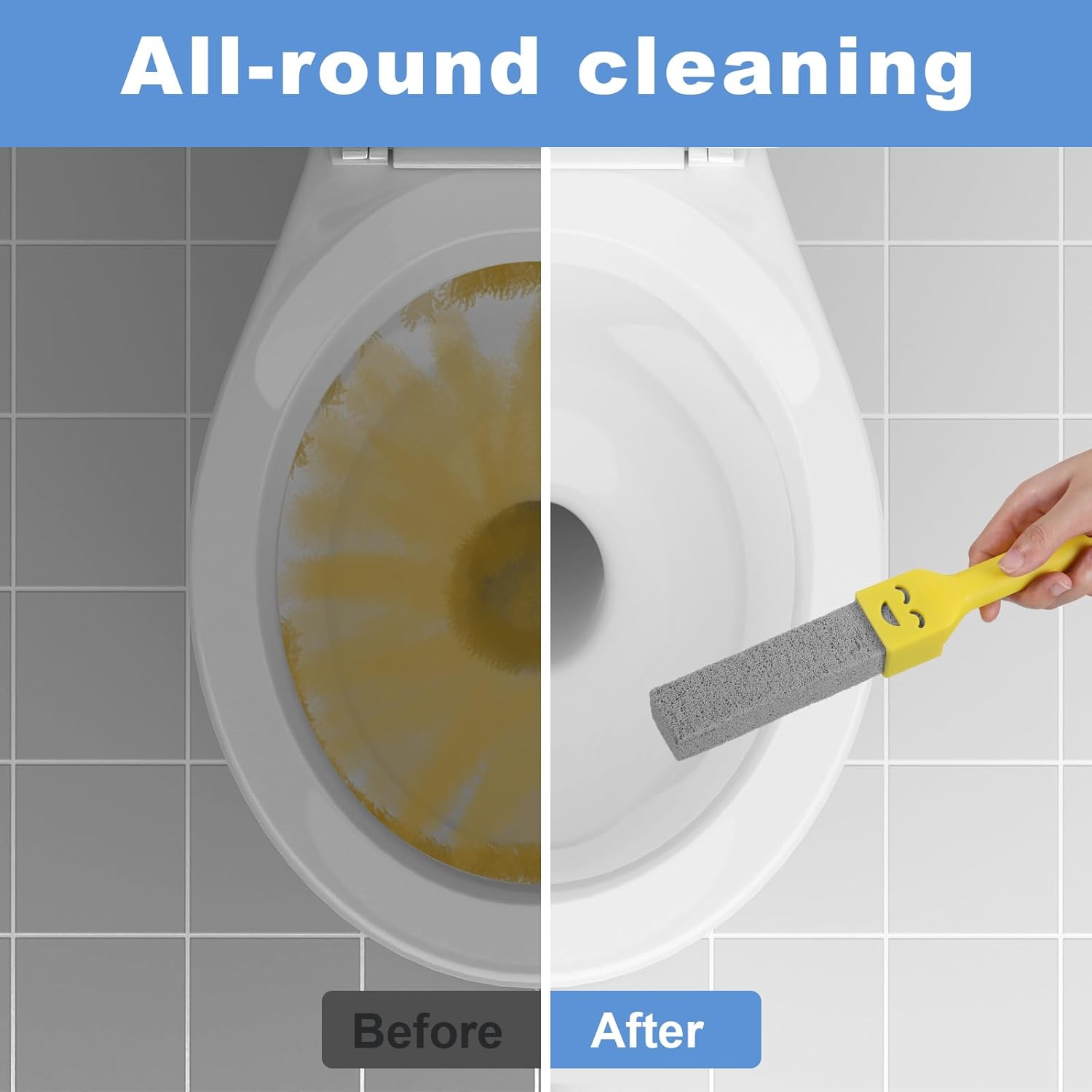 6Pc Pumice Stone for Toilet, Toilet Pumice Cleaning Stone with 2 Handle, Replaceable Toilets Pumice Stones for Cleaning, Nature Scouring Stick for Hard Water Stains, Bathroom Tiles Limescale Remover - Image 4