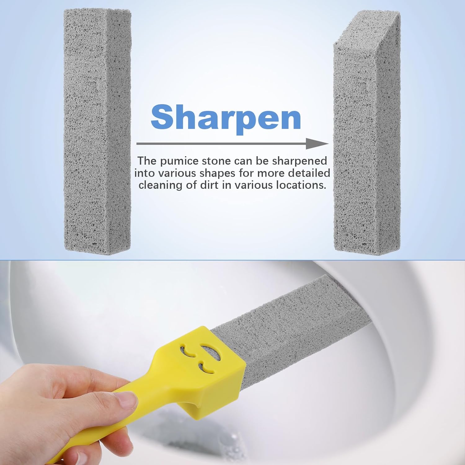 6Pc Pumice Stone for Toilet, Toilet Pumice Cleaning Stone with 2 Handle, Replaceable Toilets Pumice Stones for Cleaning, Nature Scouring Stick for Hard Water Stains, Bathroom Tiles Limescale Remover - Image 5