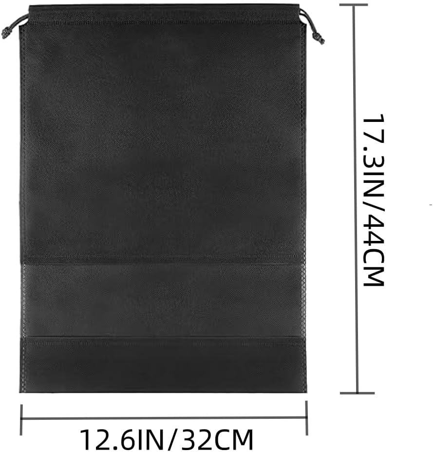 10-Pack Black Non-Woven Shoe Bags, 12.6