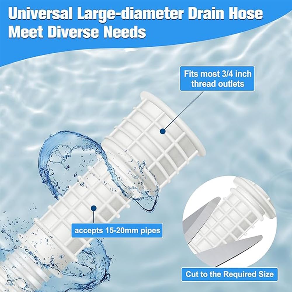Dehumidifier Drain Hose,Patent Pending Dehumidifier Drain Hose,Flexible Universal Drain Hose with Cuttable Rubber Adapter and Connect Clamp,Fit for Air Conditioners,Dehumidifiers(White,6.5 Feet) - Image 2