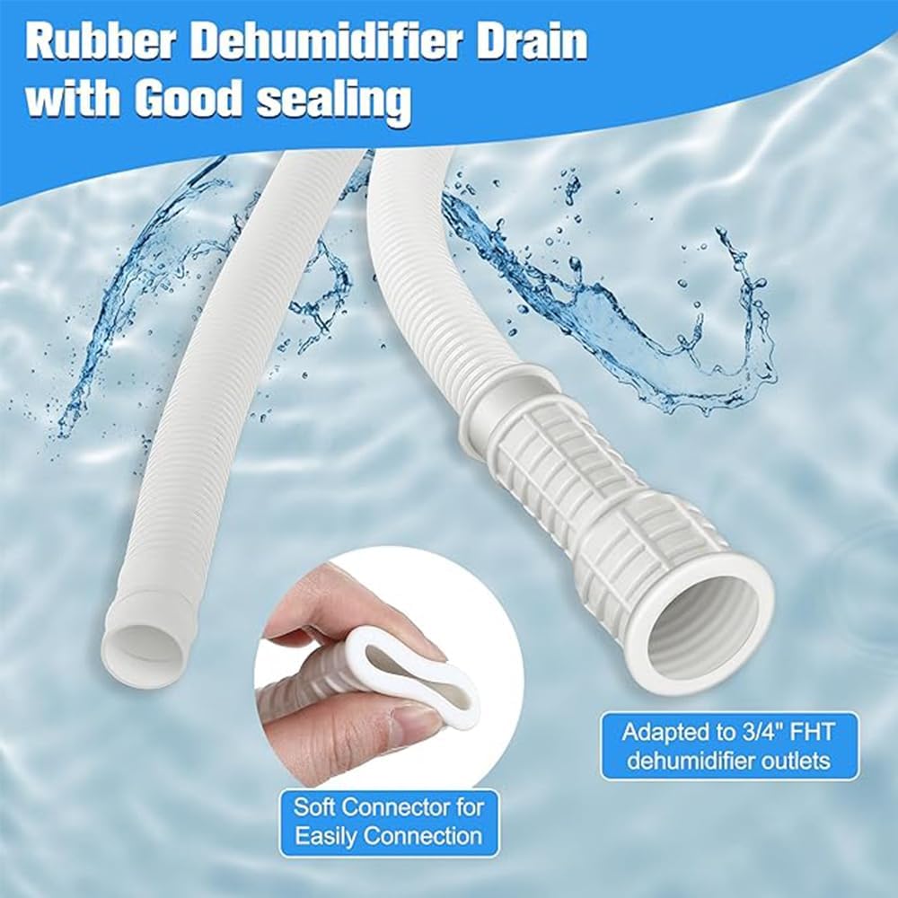 Dehumidifier Drain Hose,Patent Pending Dehumidifier Drain Hose,Flexible Universal Drain Hose with Cuttable Rubber Adapter and Connect Clamp,Fit for Air Conditioners,Dehumidifiers(White,6.5 Feet) - Image 3