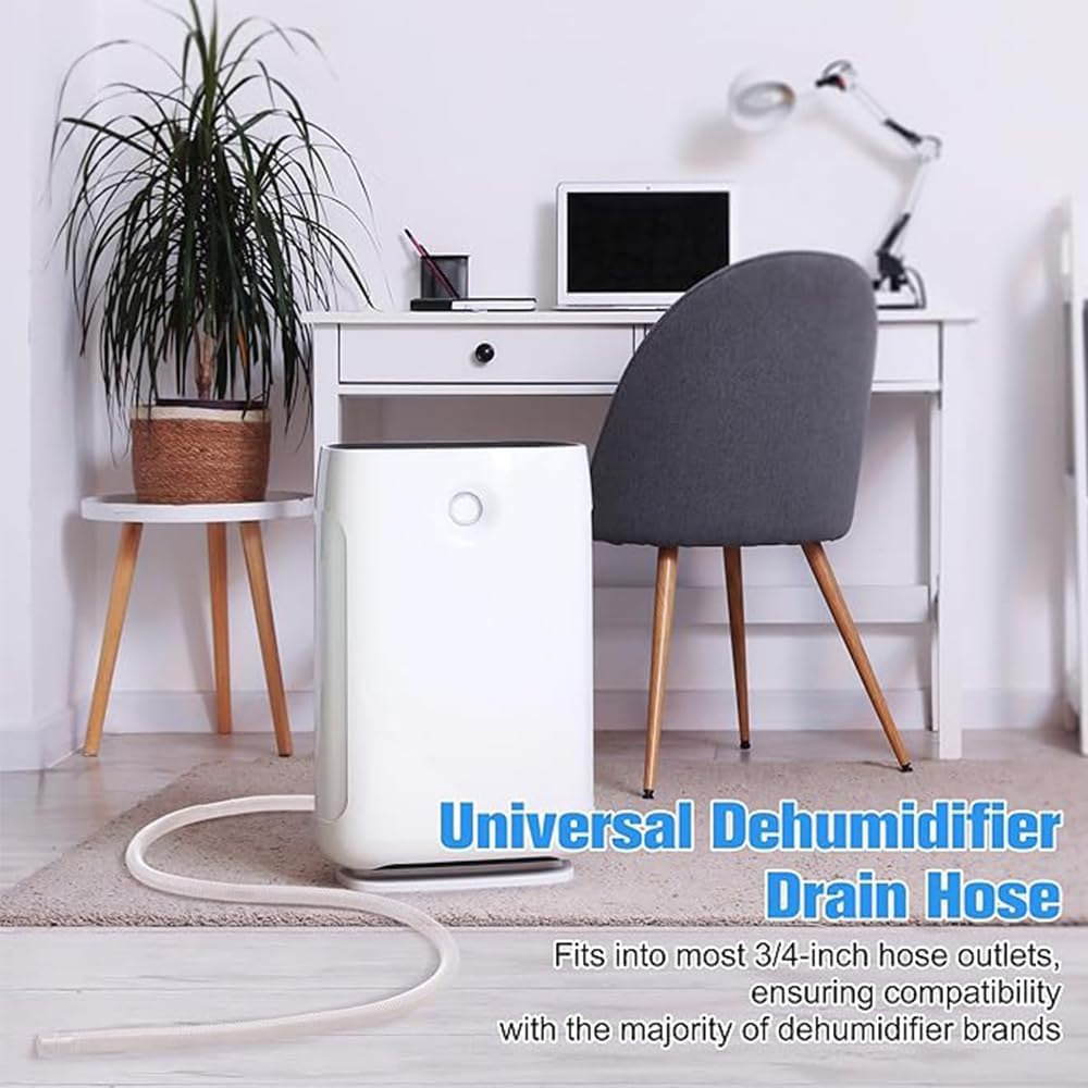 Dehumidifier Drain Hose,Patent Pending Dehumidifier Drain Hose,Flexible Universal Drain Hose with Cuttable Rubber Adapter and Connect Clamp,Fit for Air Conditioners,Dehumidifiers(White,6.5 Feet) - Image 6