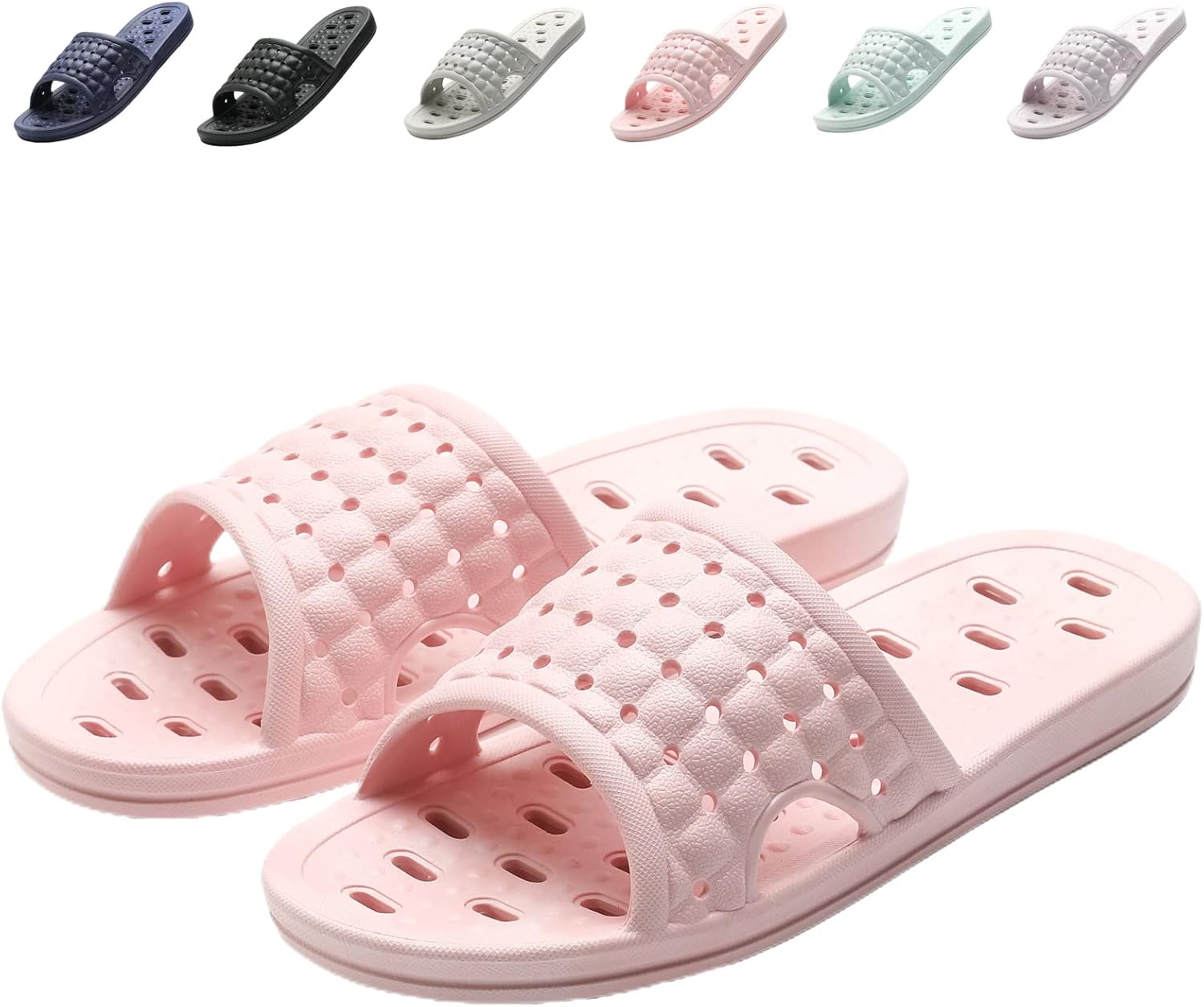 Shower Shoes Quick Dry Non-Slip Bathroom Slippers for Men Women Dorm Home Slides - Image 1