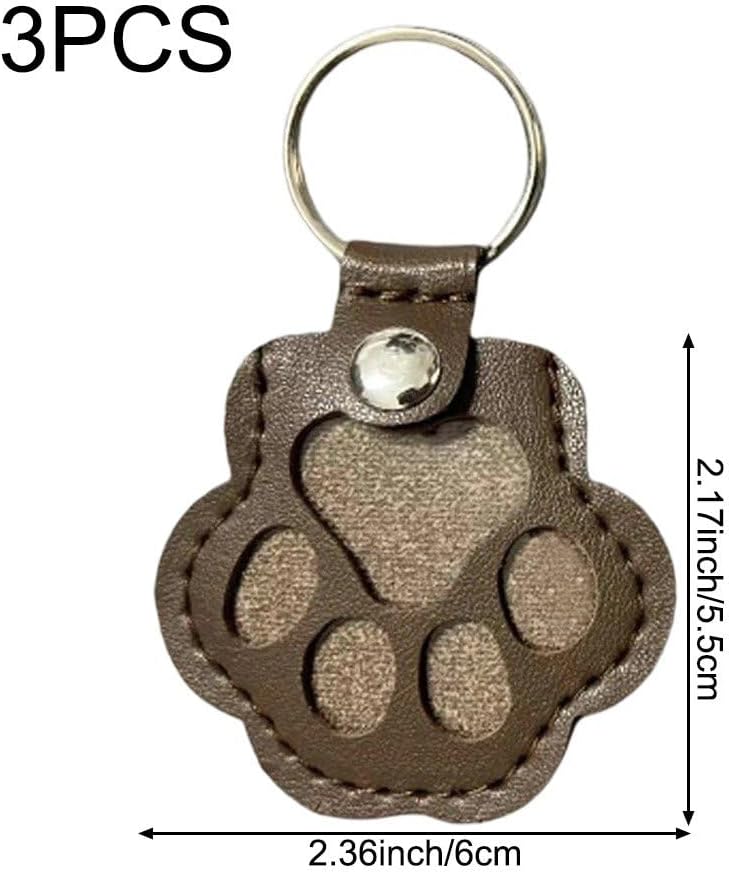 Pet Hair Storage Bag 3pcs Leather Cat Paw Keychain Portable Pet Hair Memorial Keepsake Keyring for Pet Commemorative - Image 4