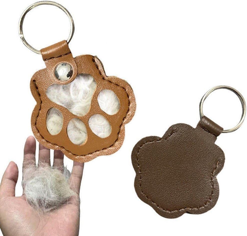 Pet Hair Storage Bag 3pcs Leather Cat Paw Keychain Portable Pet Hair Memorial Keepsake Keyring for Pet Commemorative - Image 7