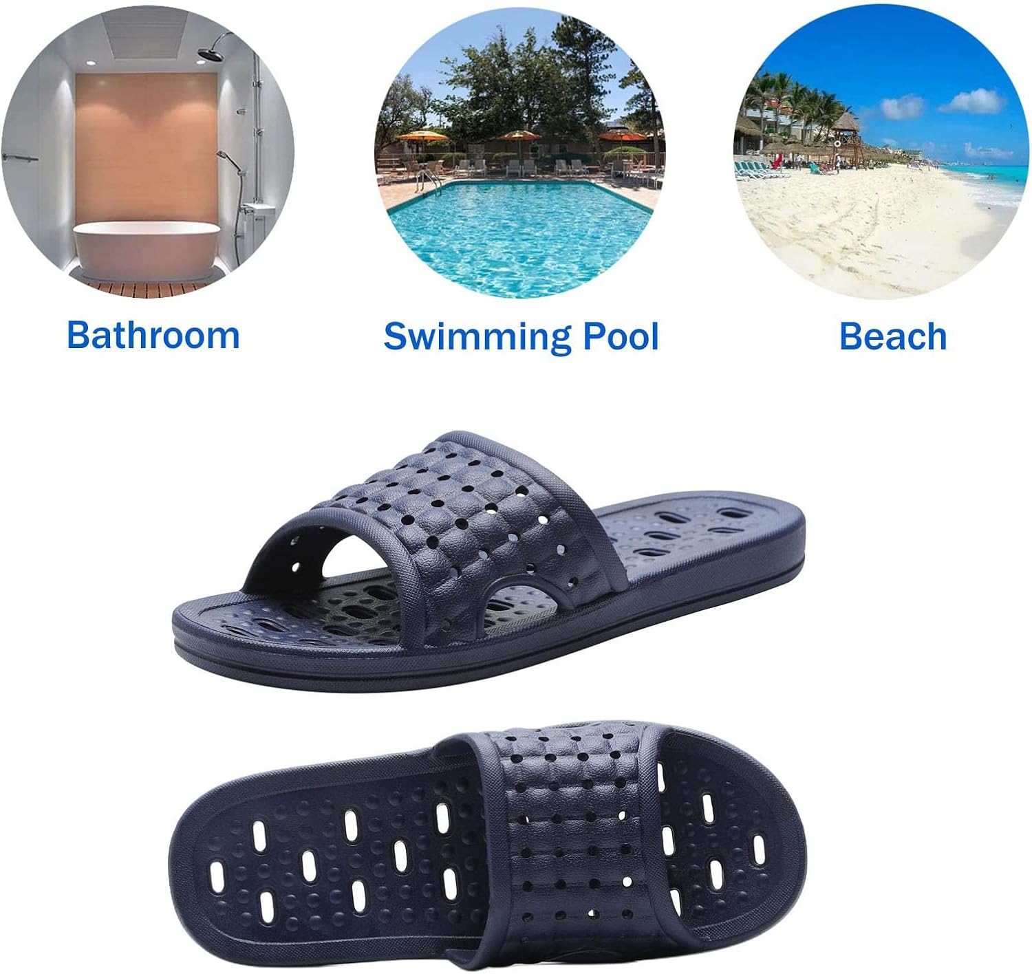 Quick Drying Shower Slippers non-slip Bathroom Slippers Drain Holes Shower Shoes for Women and Men Dorm pool gym - Image 4