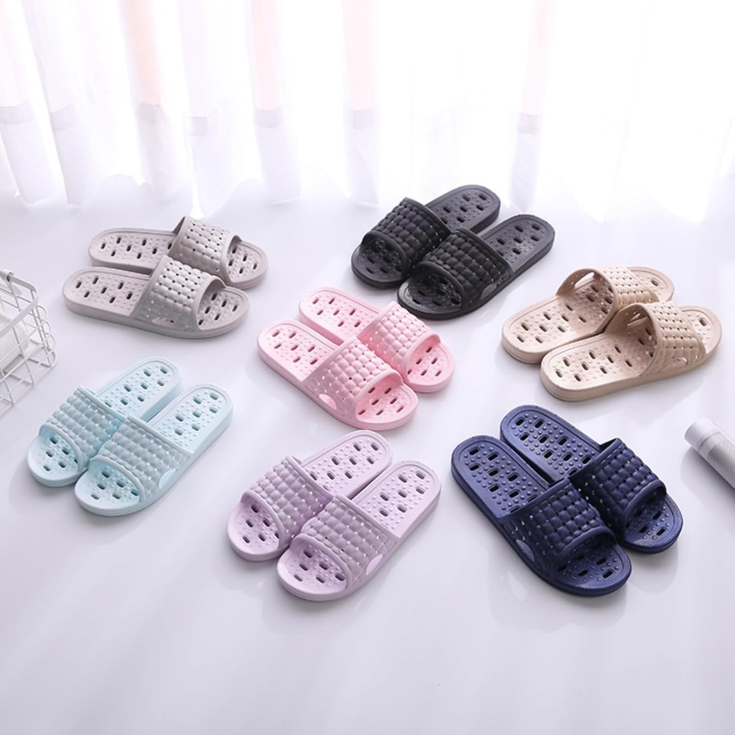 Quick Drying Shower Slippers non-slip Bathroom Slippers Drain Holes Shower Shoes for Women and Men Dorm pool gym - Image 5