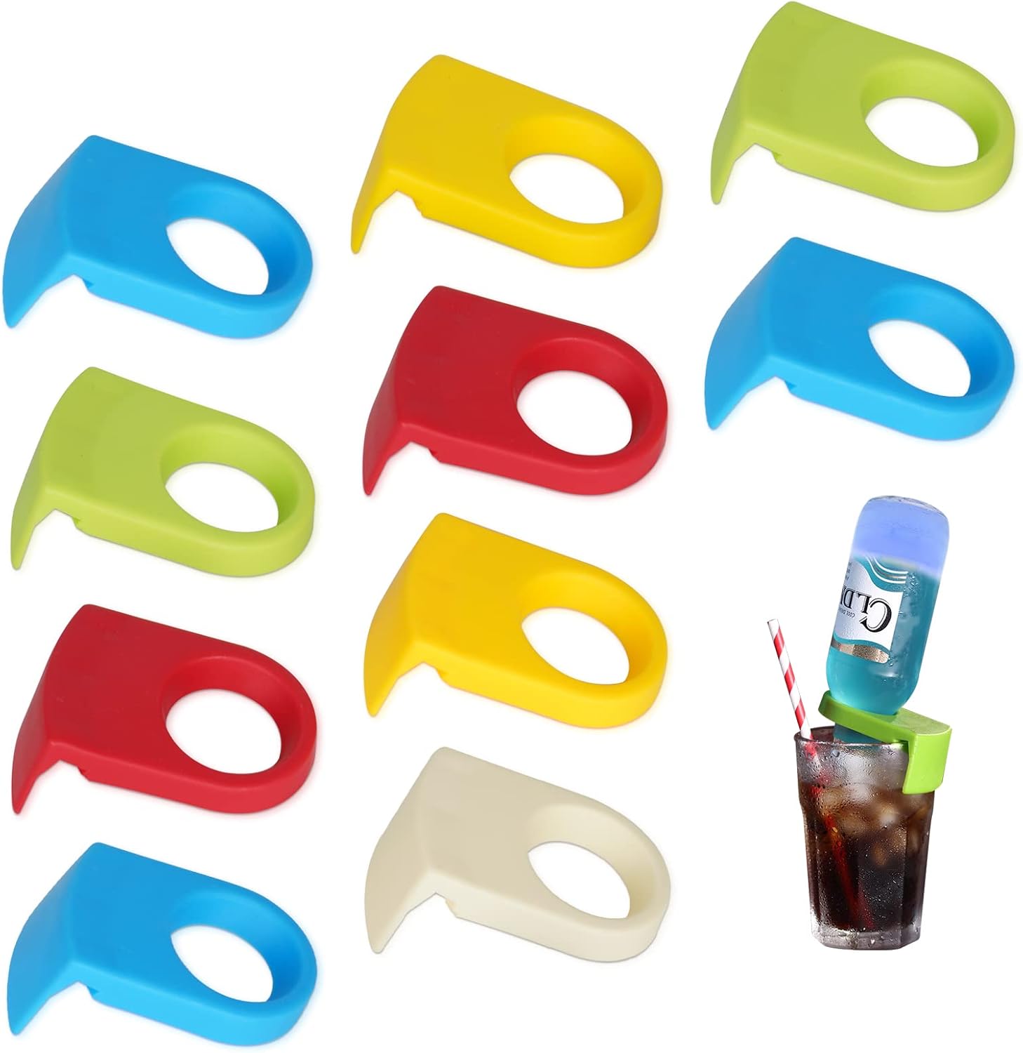 10pcs ABS Drink Clips Bottle Buckle Holders Beer Cocktail Snap for Schooner & Goblet Glasses (Random Color) - Image 1