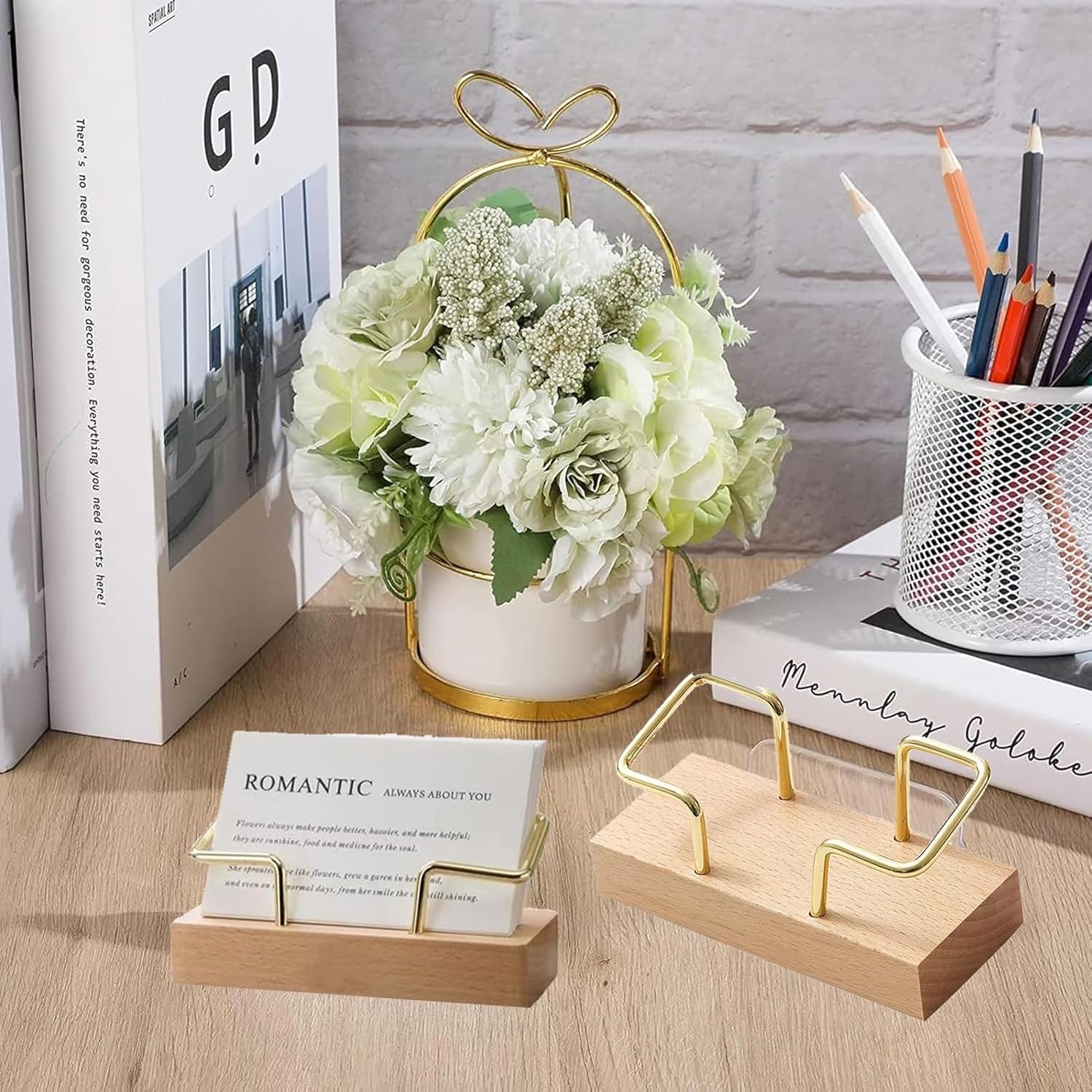 2PCS Wooden Business Card Holder for Desk,Creative Desk and Tabletop Display Stand for Office,Elegant Wood Card Stand Holder for Professional Use,Unique Business Card Organizer with Natural Finish - Image 6