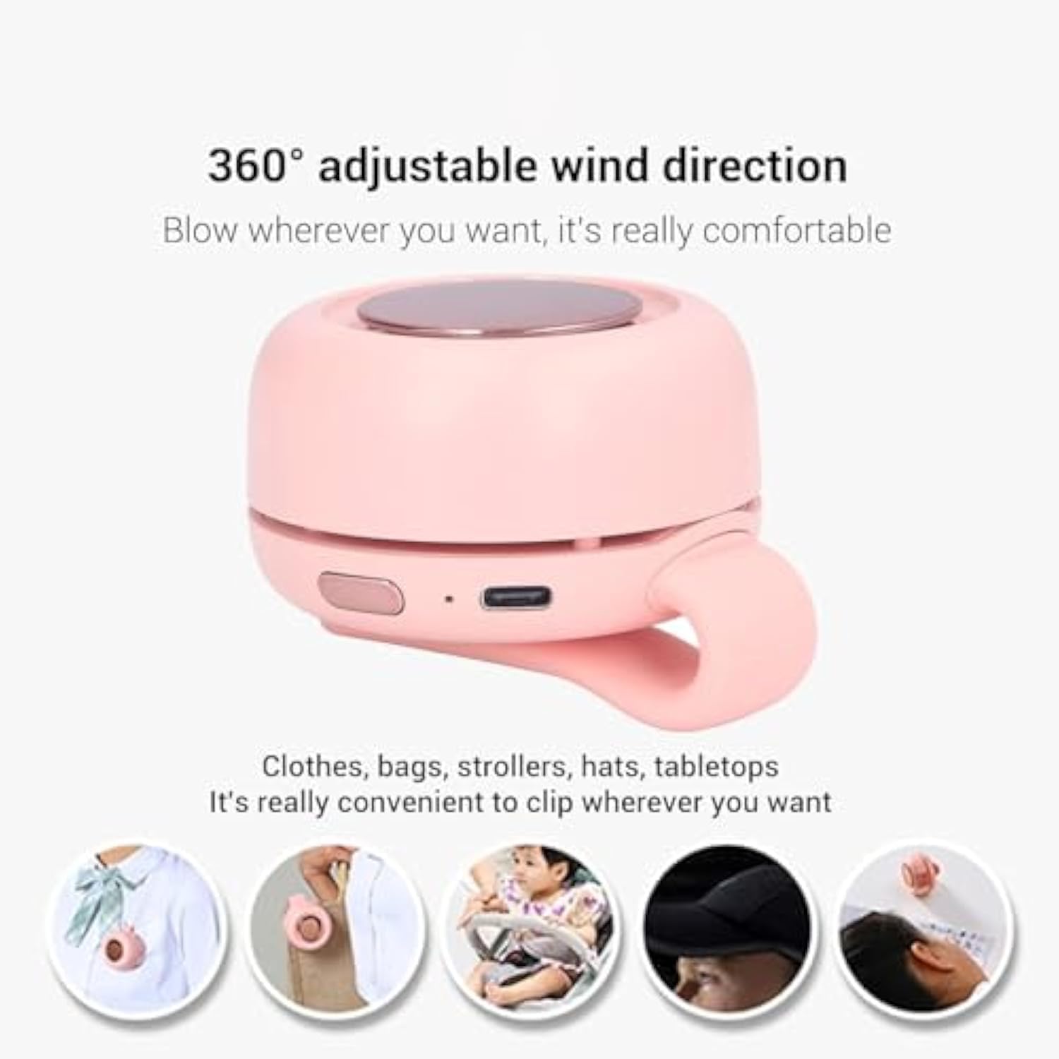 Portable Silent Mini Bladeless Fan Clip On, mini clip on fan, portable mini bladeless fan clip on, Suitable for Outdoor & Travel & Office, Travel Accessories (white, 1pcs) - Image 4