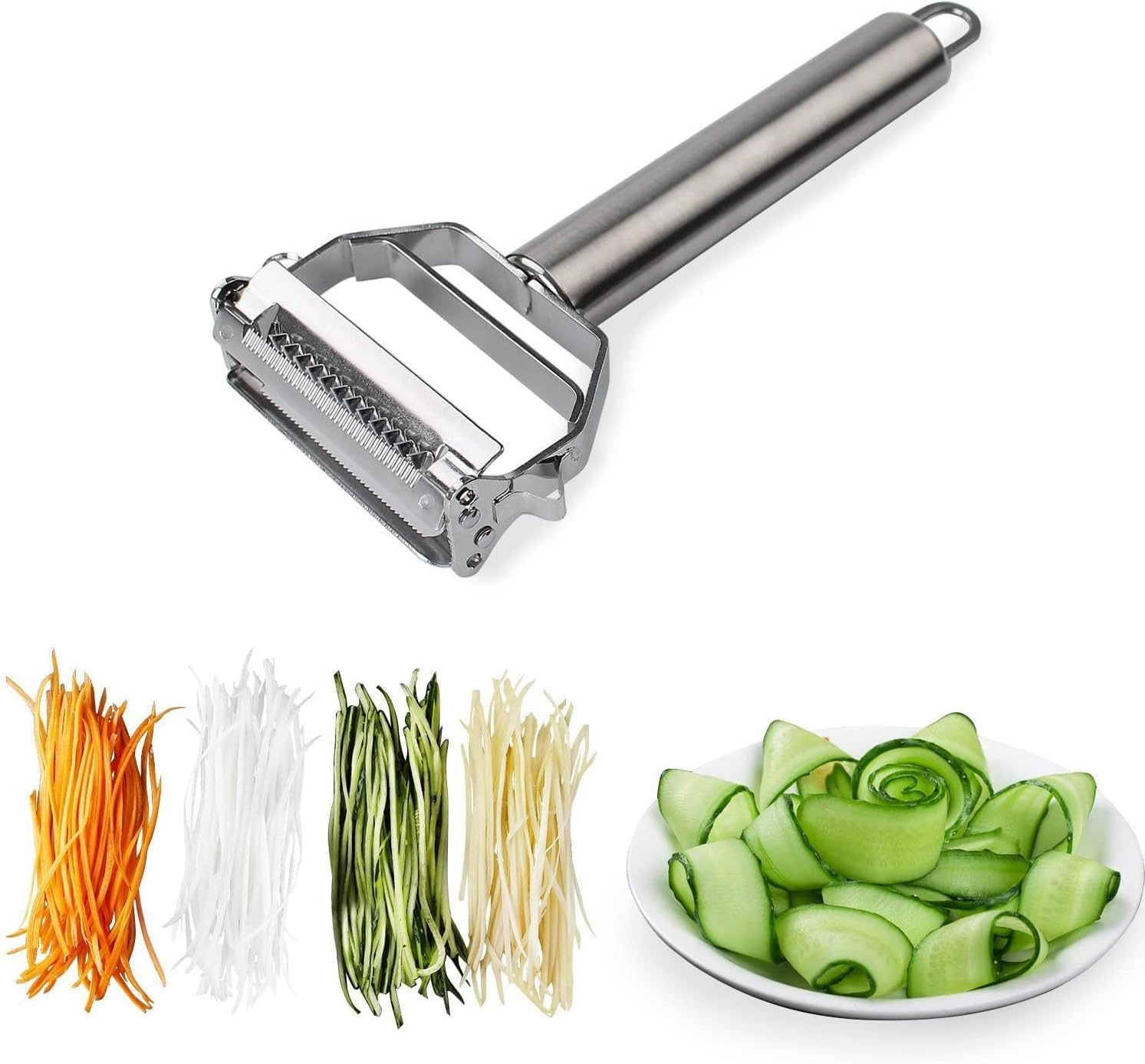 Vegetable Peeler & Potato Peelers for Kitchen, Fruit, Carrot, Veggie Julienne Peeler, Shredded Carrots, Cucumber Julienne Slicer Vegetable Cutter, Dual Blade Stainless Steel Peeler - Image 1
