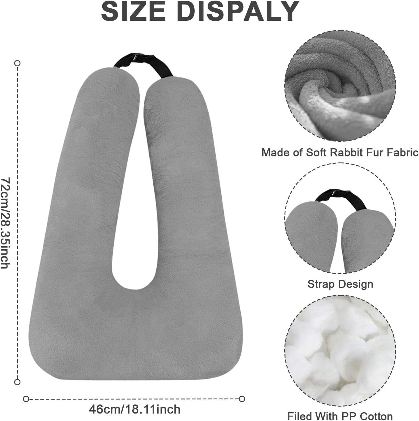Car Pillow for Kids – Comfort Travel Pillow for Car – Soft Cotton Support Cushion for Children and Adults on Long Trips (Gray) - Image 6