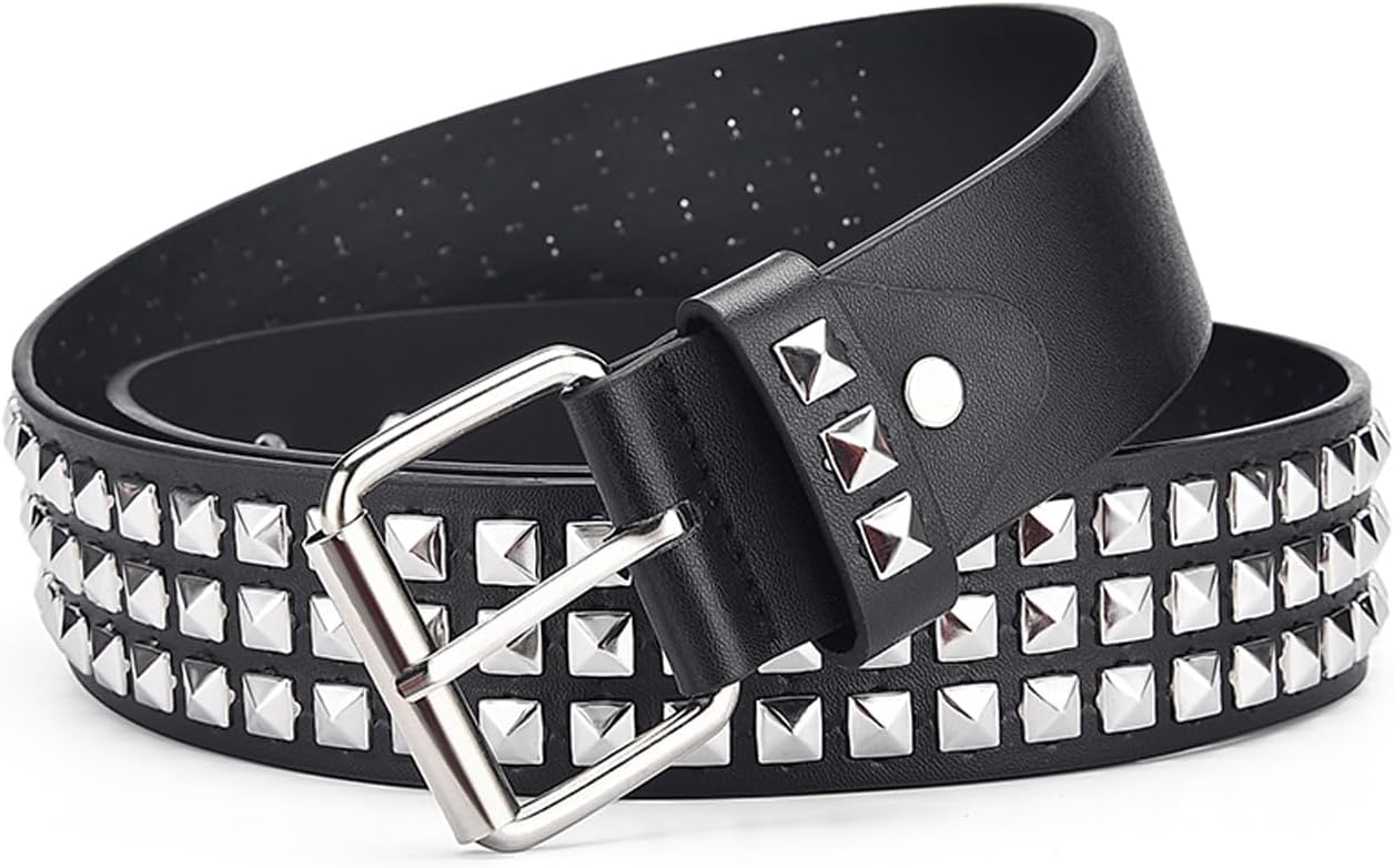 Studded Belts Women Y2K Stud Punk Rock Woman Girls Black Waist Belt for Cosplay Halloween - Image 1