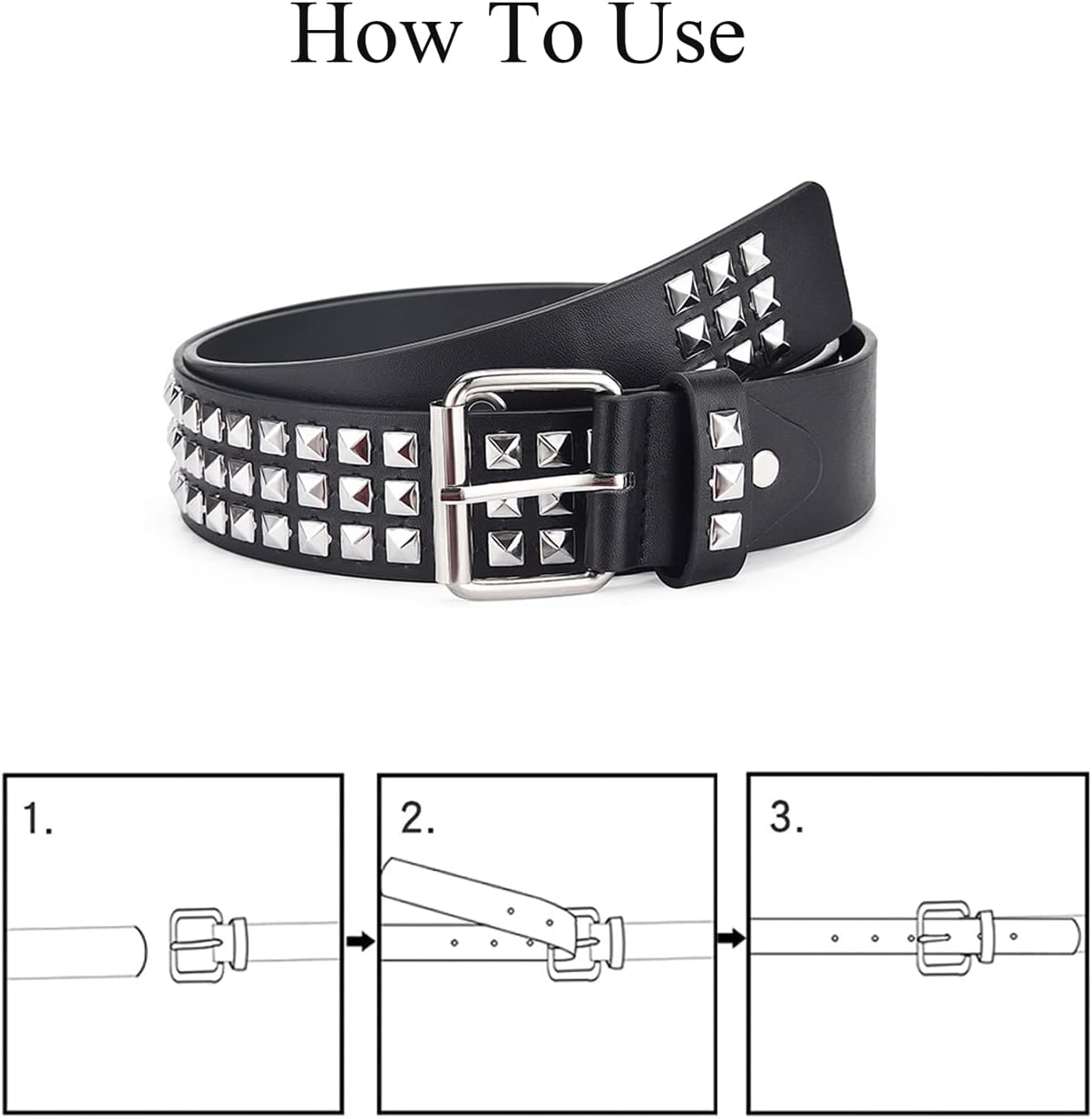Studded Belts Women Y2K Stud Punk Rock Woman Girls Black Waist Belt for Cosplay Halloween - Image 5