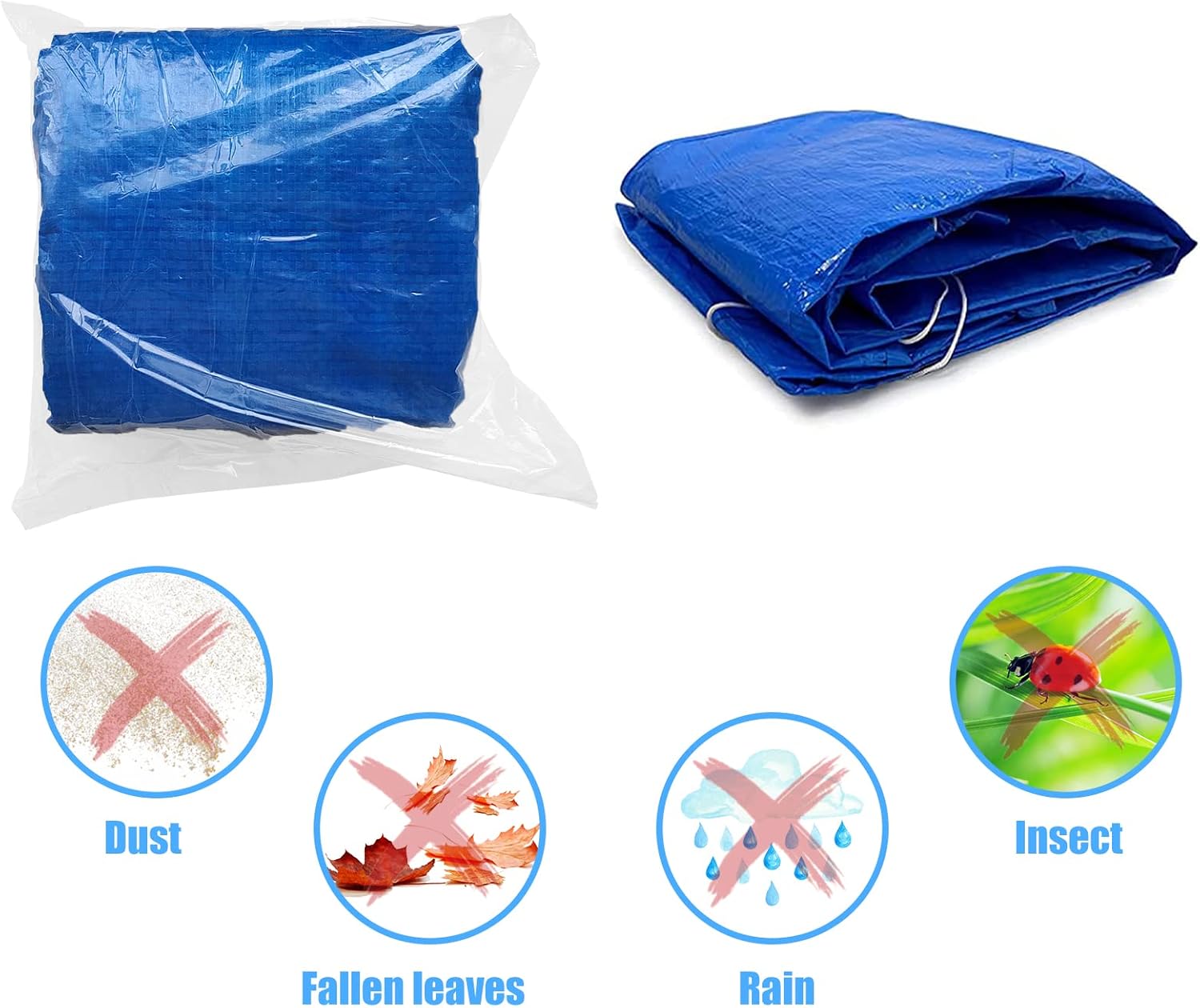 Rectangle Pool Cover,Pool Cover for Inflatable Pool,Rectangular Inflatable Swimming Pool Cover, 10ft X 6ft Dustproof Rainproof Waterproof Square Swimming Pool Cover,Family Pool Cover (Blue) - Image 4