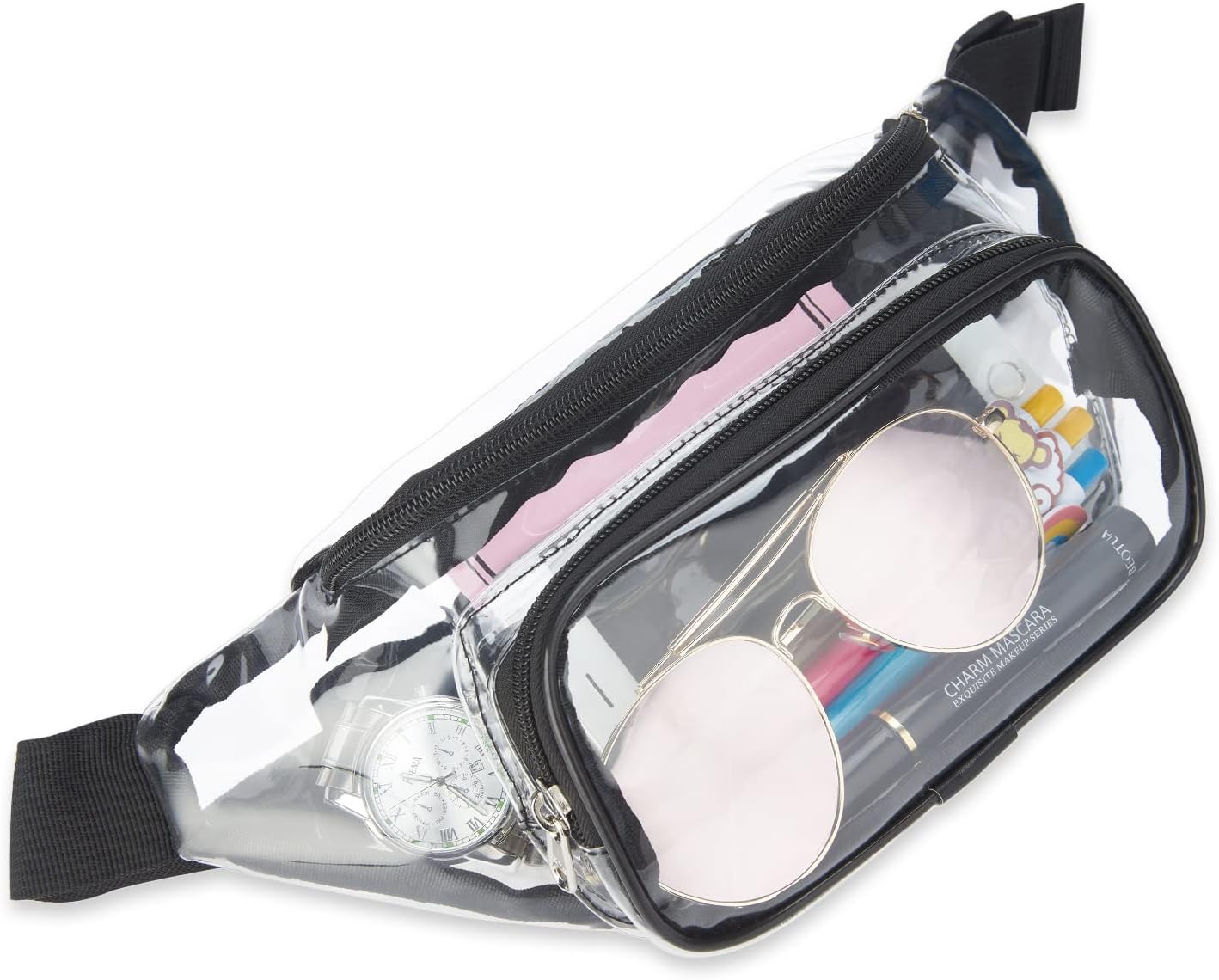 Clear Fanny Pack Stadium Approved, Waterproof Transparent Waist Bag, Clear Purse Adjustable Belt Bag for Travel, Beach, Events, Concerts Bag, Black, AB9285 - Image 5