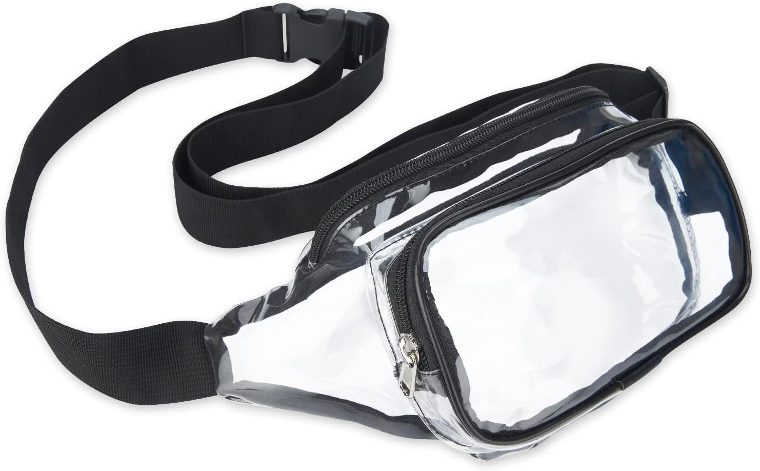 Clear Fanny Pack Stadium Approved, Waterproof Transparent Waist Bag, Clear Purse Adjustable Belt Bag for Travel, Beach, Events, Concerts Bag, Black, AB9285 - Image 6