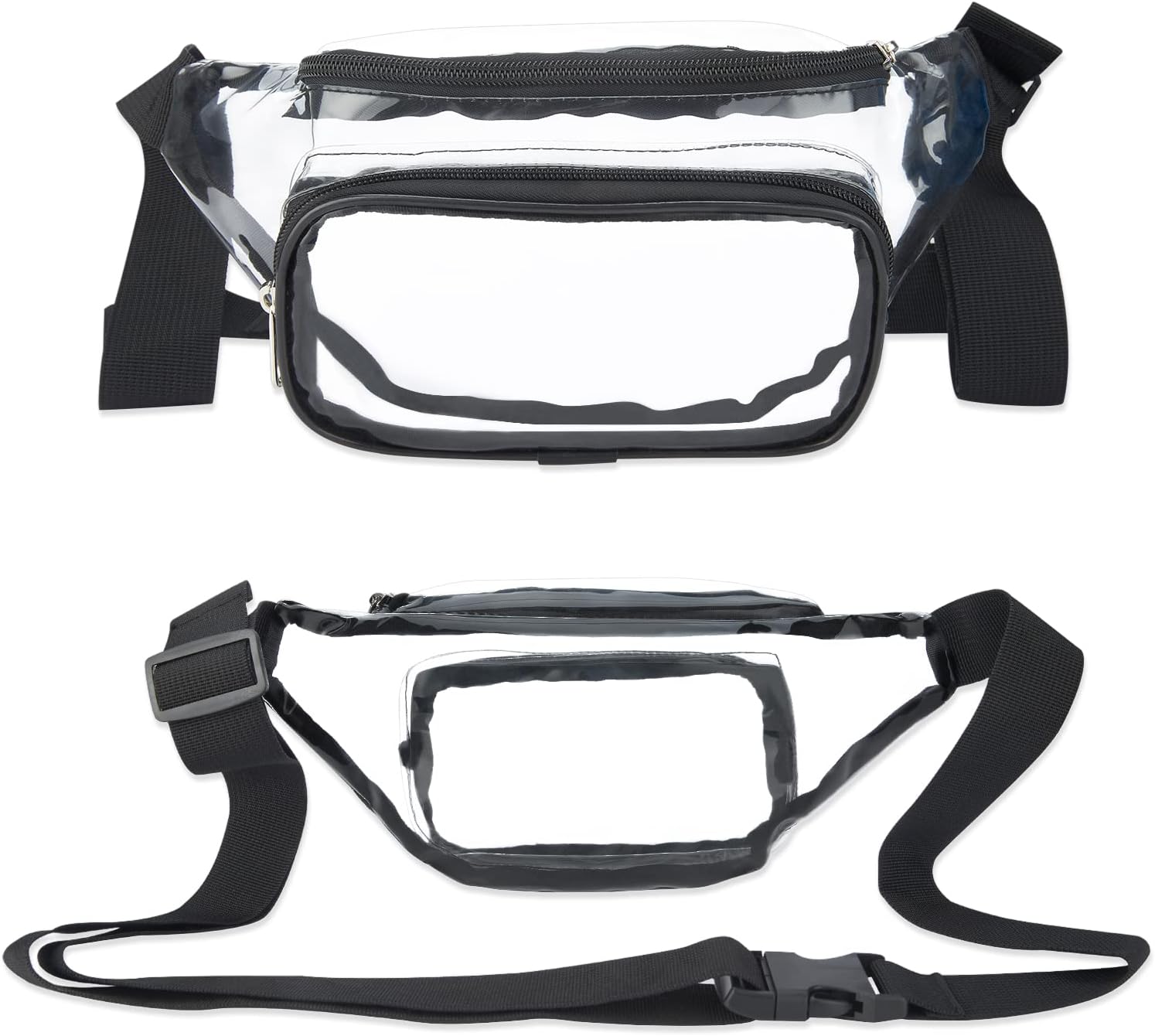 Clear Fanny Pack Stadium Approved, Waterproof Transparent Waist Bag, Clear Purse Adjustable Belt Bag for Travel, Beach, Events, Concerts Bag, Black, AB9285 - Image 7