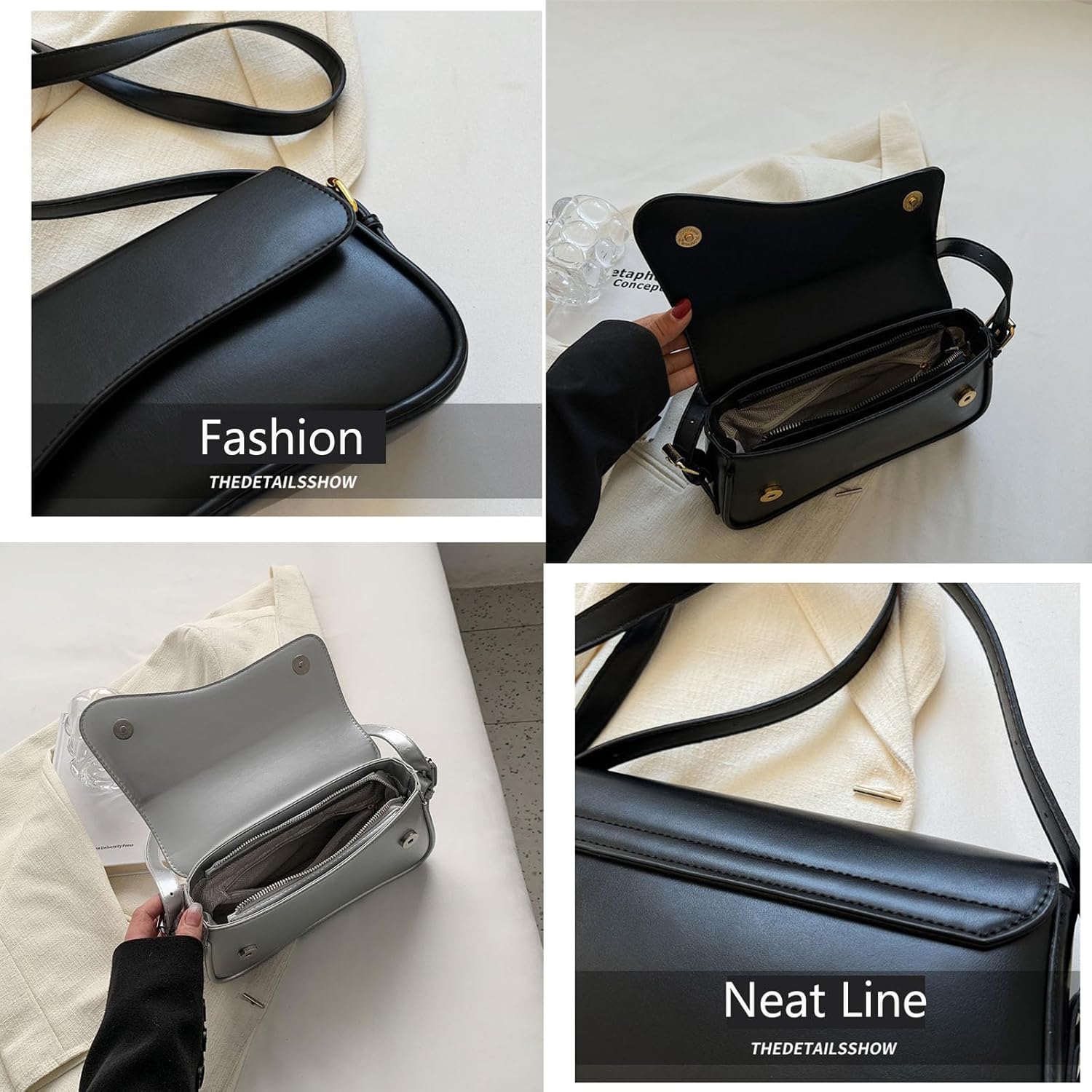 Women's Crescent Shoulder Bags Retro Y2k 90s Hobo Handbags Top Handle Faux Leather Underarm Bag Fashion Clutch Purses - Image 3