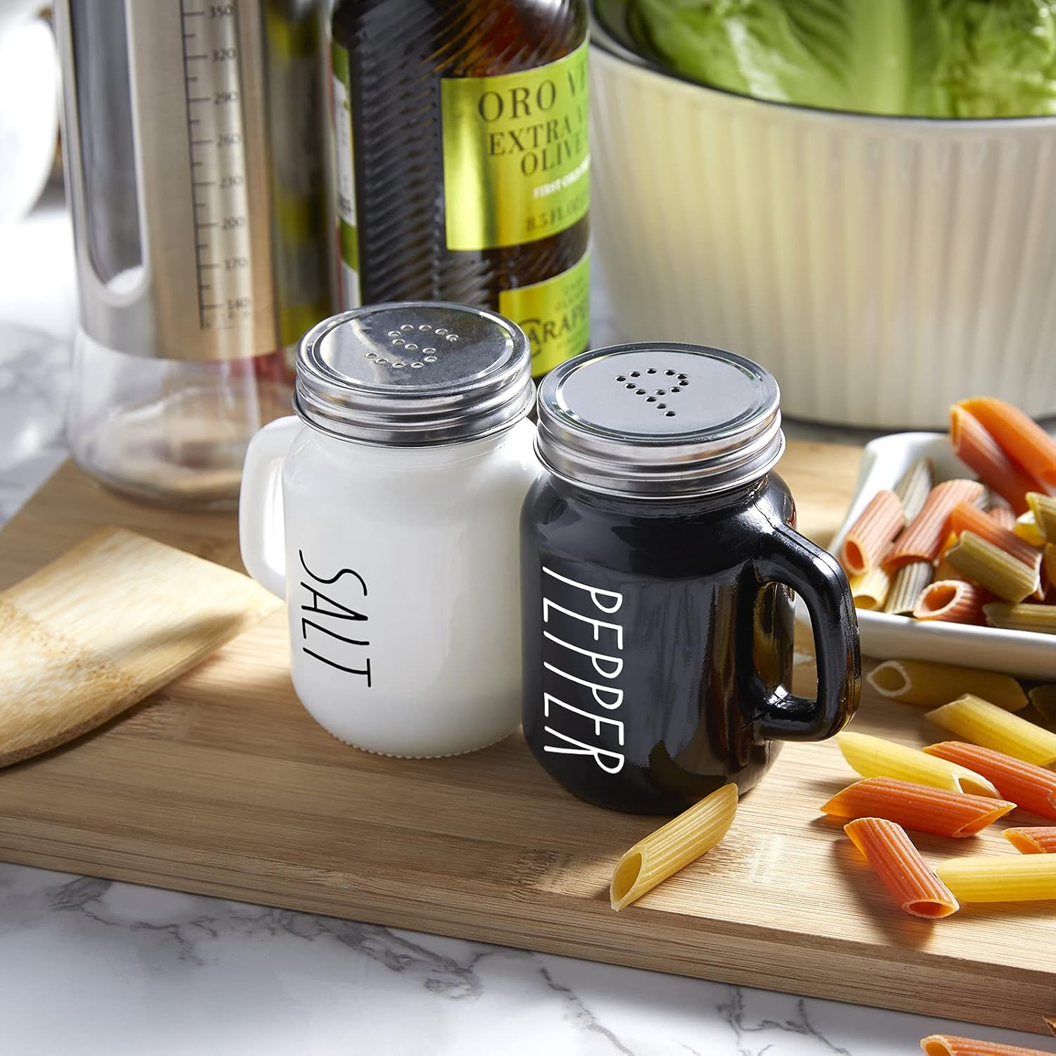 Salt and Pepper Shakers Set,  4 oz Cute Salt Pepper Shaker, Kitchen Decor for Home Restaurants Wedding, Glass Black White Shaker Sets with Stainless Steel Lids - Image 7