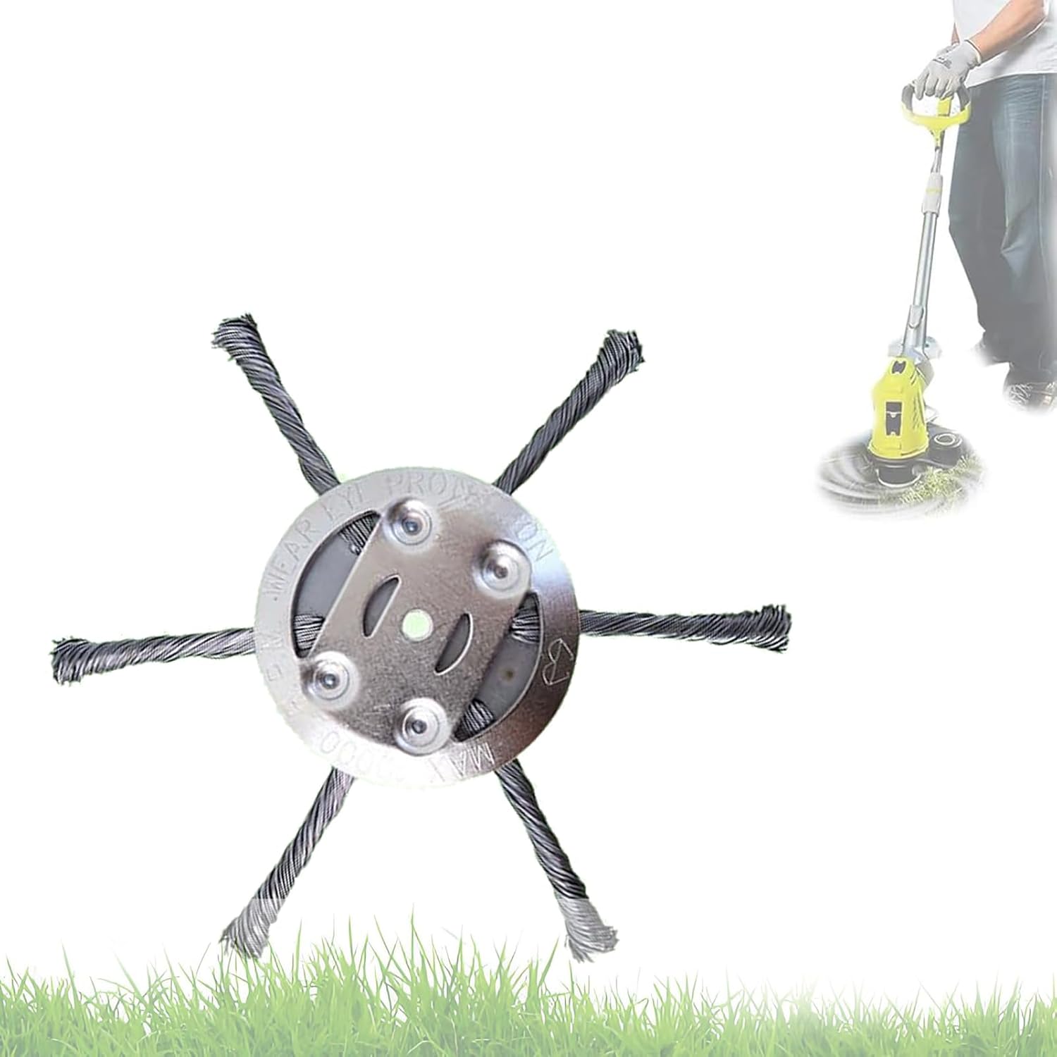 Universal Wire Weed Eater Head,Steel Wire Wheel Grass Trimmer,Steel Wire Weed Eater Head,Rotary Cutter Trimmer Head for String Trimmers, Gardening Lawnmower, Moss & Rust Removal (6 Knives) - Image 1