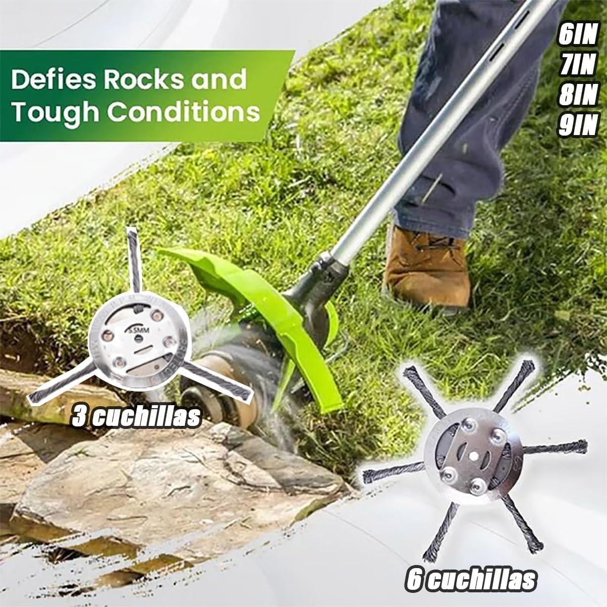 Universal Wire Weed Eater Head,Steel Wire Wheel Grass Trimmer,Steel Wire Weed Eater Head,Rotary Cutter Trimmer Head for String Trimmers, Gardening Lawnmower, Moss & Rust Removal (6 Knives) - Image 3