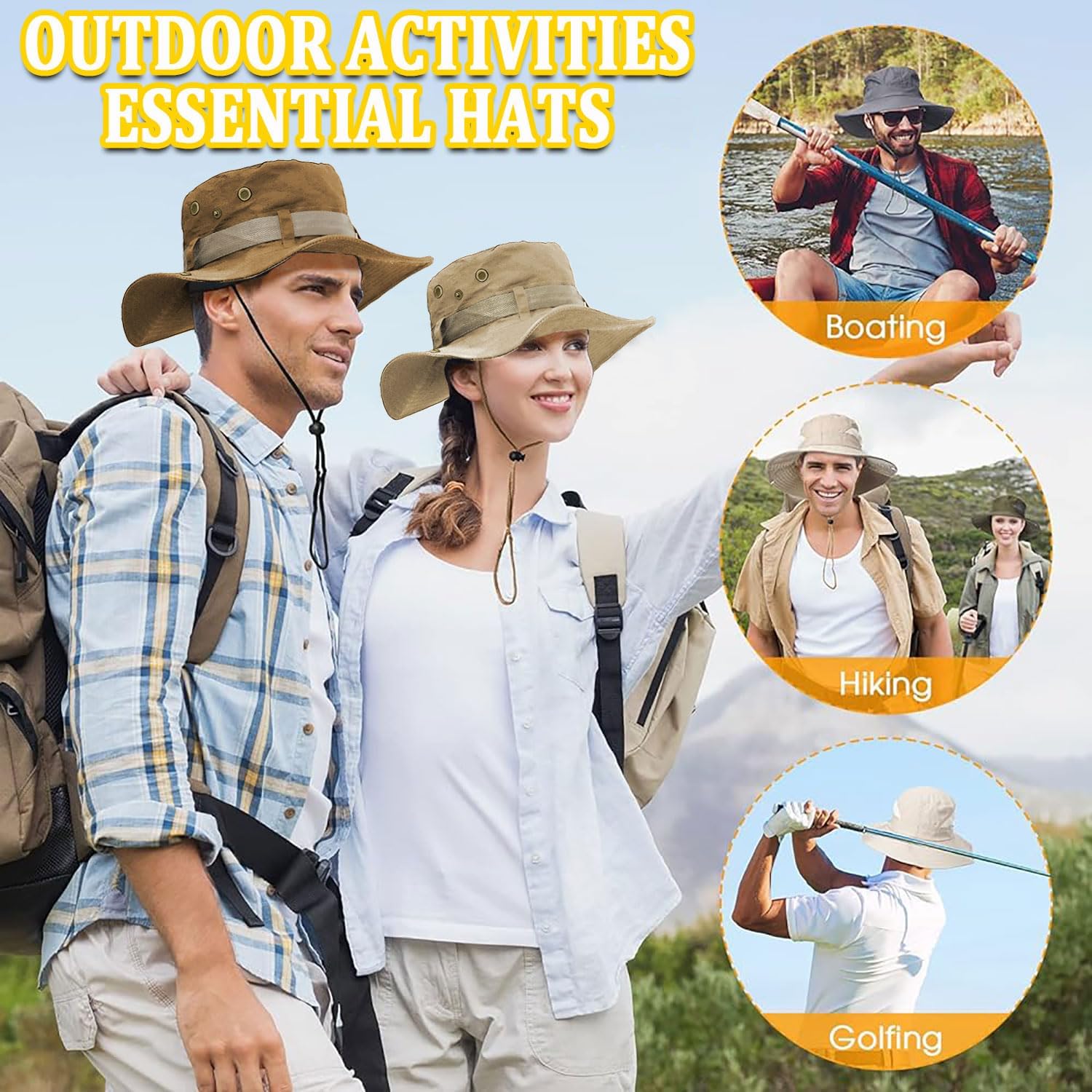 Fishing Hat, Wide Brim Breathable Sun Boonie Hat Safari Hiking Hats Beach Bucket Cap for Men Women - Image 7