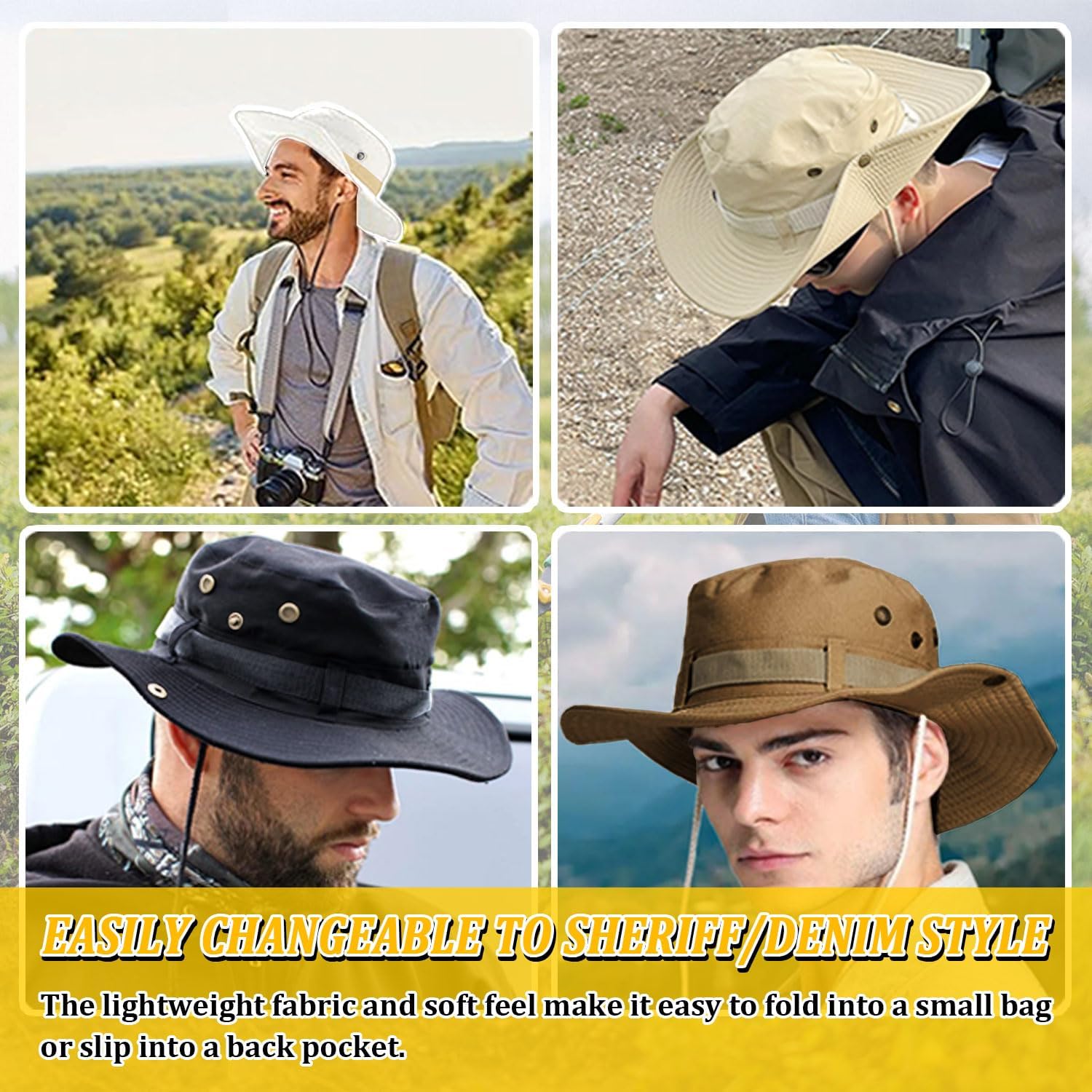 Fishing Hat, Wide Brim Breathable Sun Boonie Hat Safari Hiking Hats Beach Bucket Cap for Men Women - Image 8